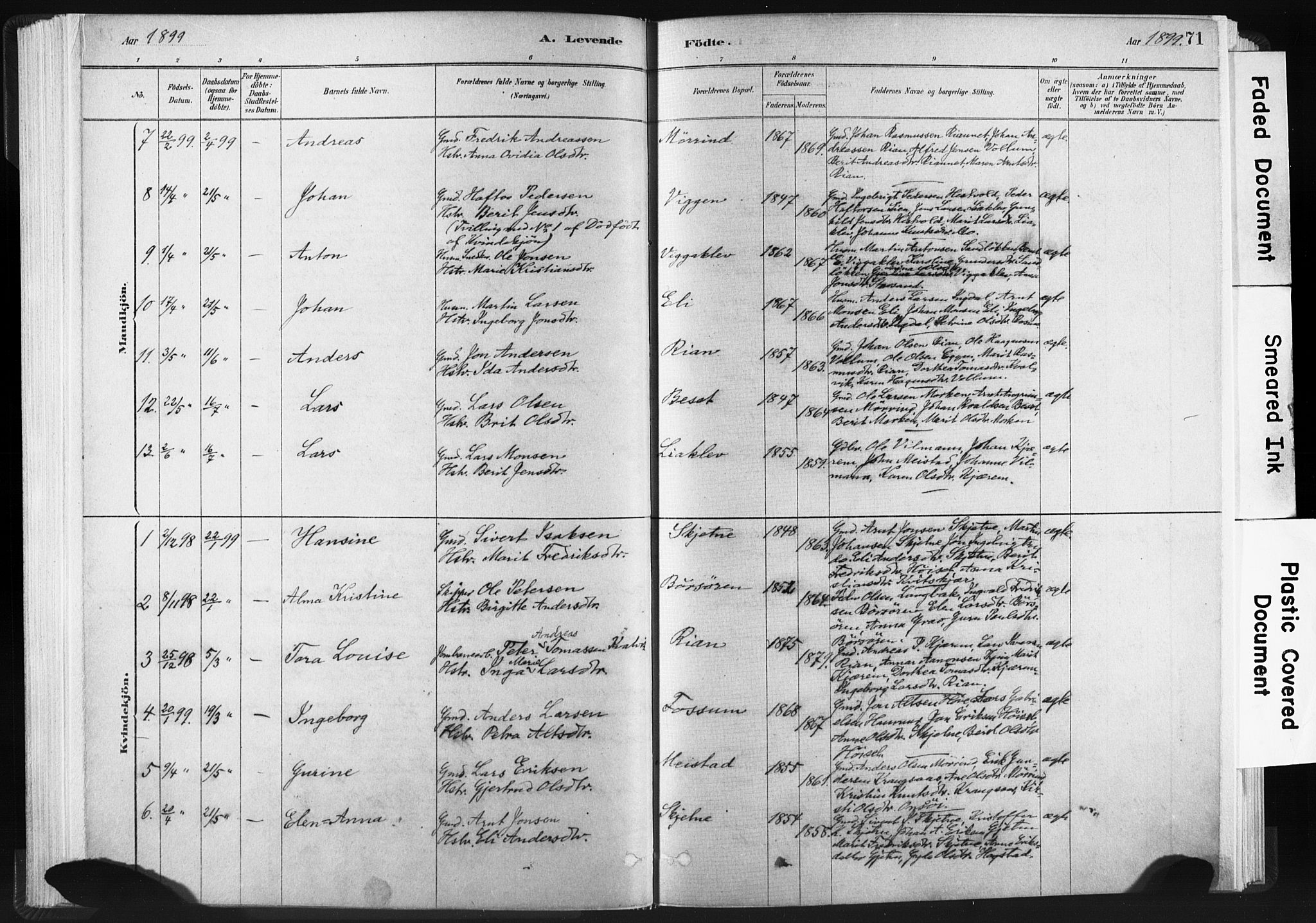 Ministerialprotokoller, klokkerbøker og fødselsregistre - Sør-Trøndelag, SAT/A-1456/665/L0773: Parish register (official) no. 665A08, 1879-1905, p. 71