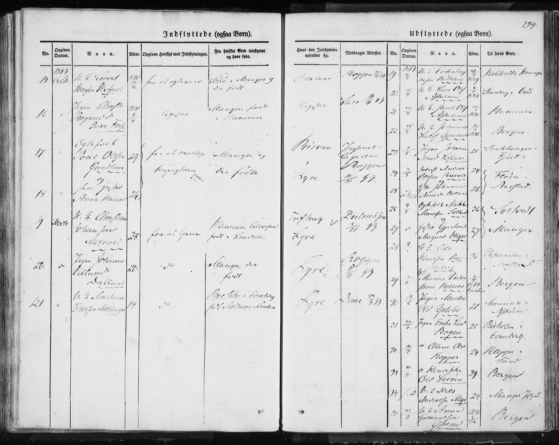 Lindås Sokneprestembete, AV/SAB-A-76701/H/Haa/Haaa/L0010: Parish register (official) no. A 10, 1842-1862, p. 194