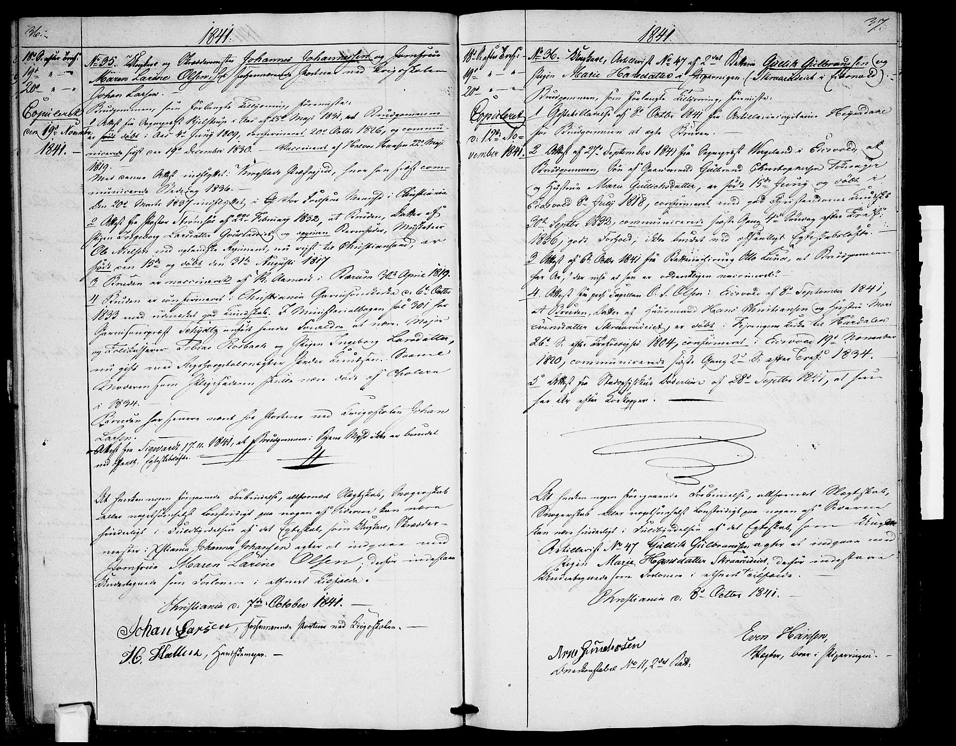 Garnisonsmenigheten Kirkebøker, AV/SAO-A-10846/H/Ha/L0004: Banns register no. I 4, 1840-1844, p. 36-37