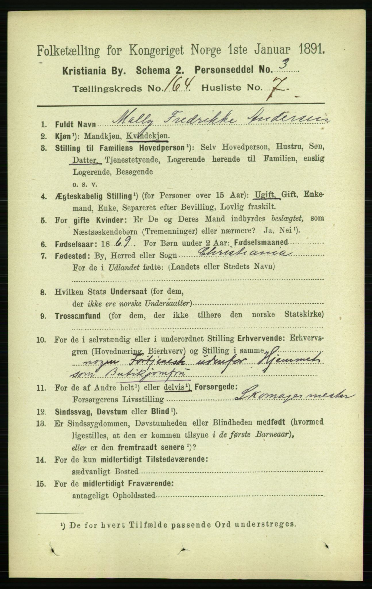 RA, 1891 census for 0301 Kristiania, 1891, p. 94498