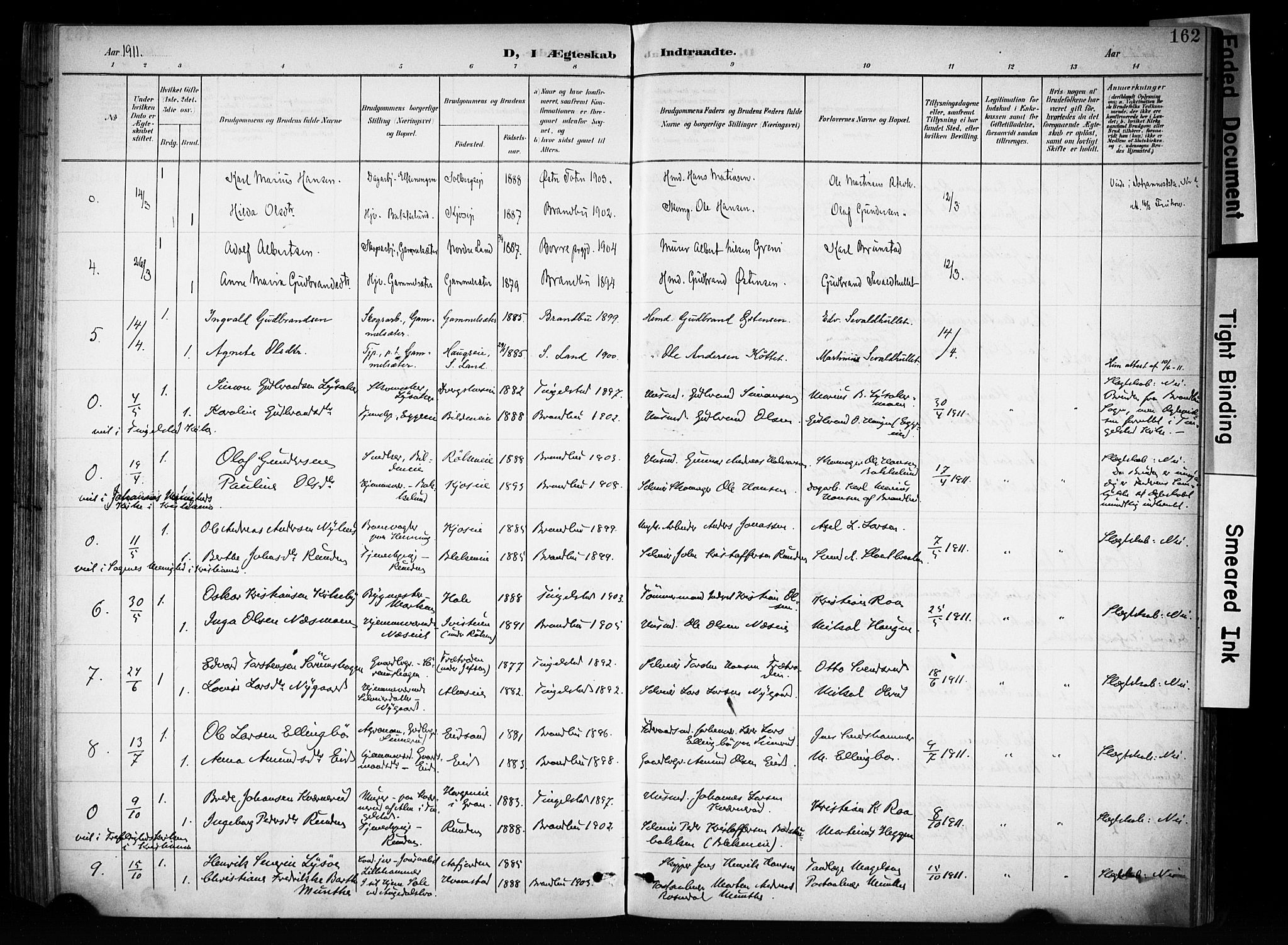 Brandbu prestekontor, SAH/PREST-114/H/Ha/Haa/L0001: Parish register (official) no. 1, 1900-1912, p. 162