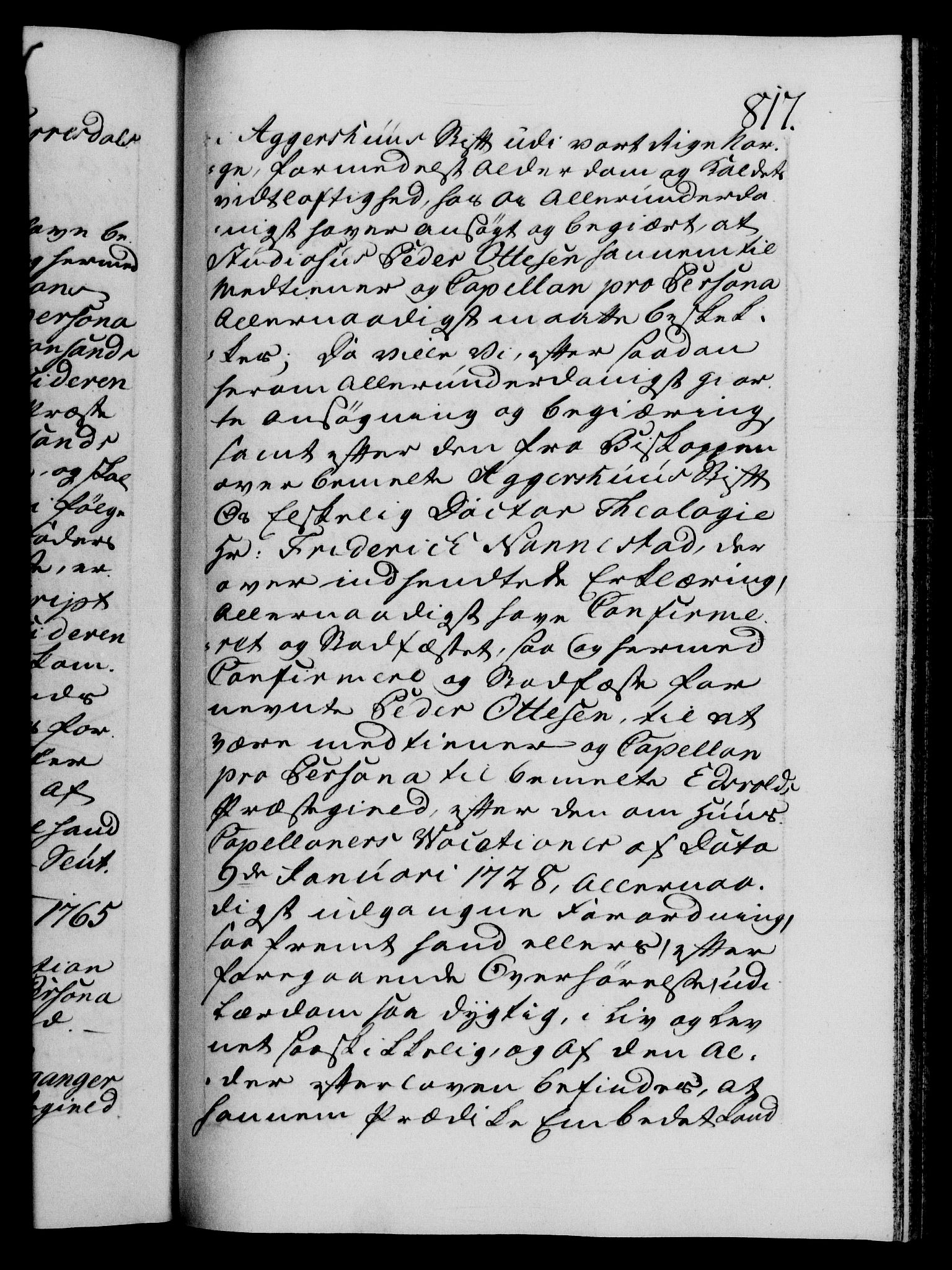 Danske Kanselli 1572-1799, AV/RA-EA-3023/F/Fc/Fca/Fcaa/L0042: Norske registre, 1763-1766, p. 817a