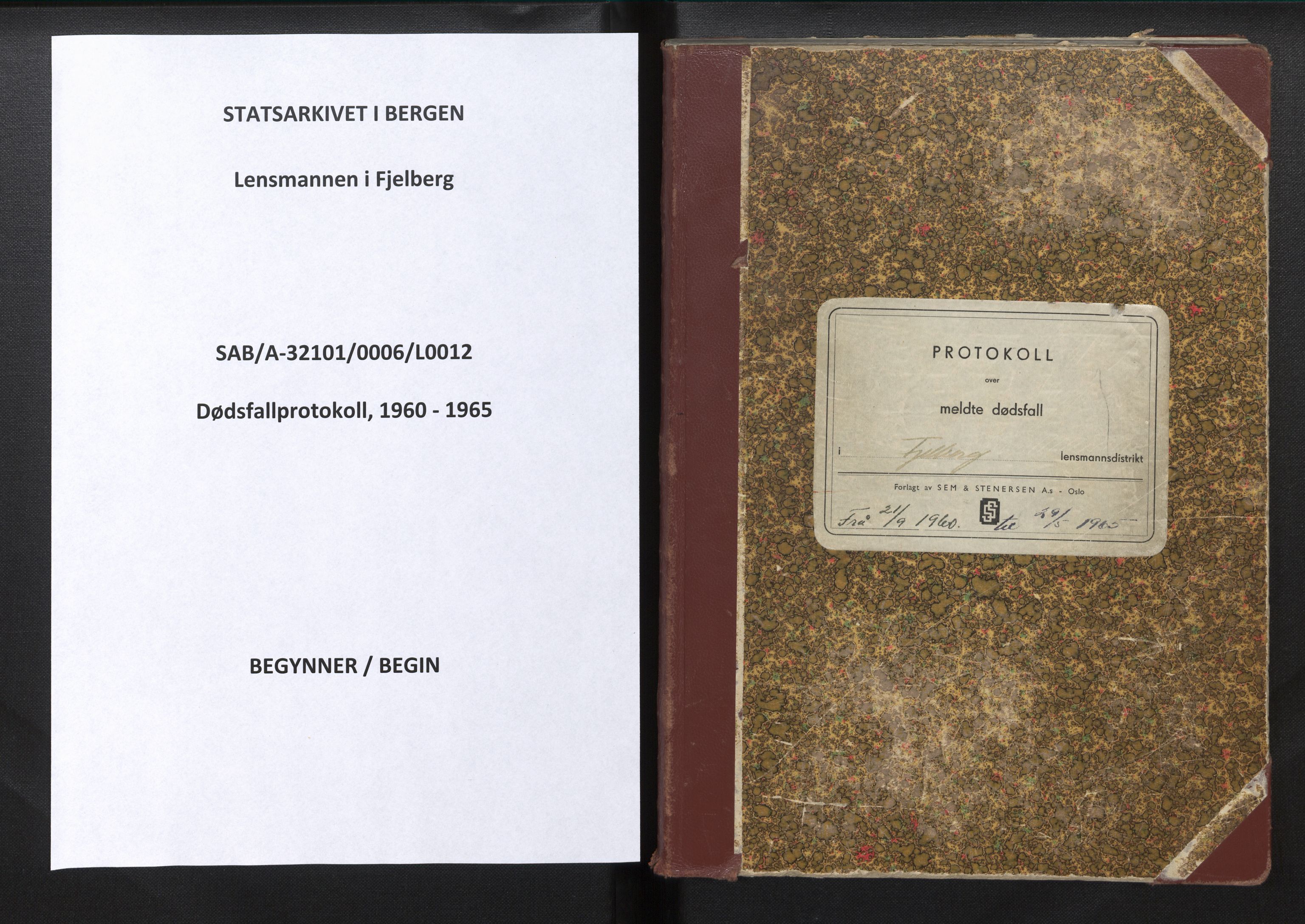 Lensmannen i Fjelberg, SAB/A-32101/0006/L0012: Dødsfallprotokoll, 1960-1965