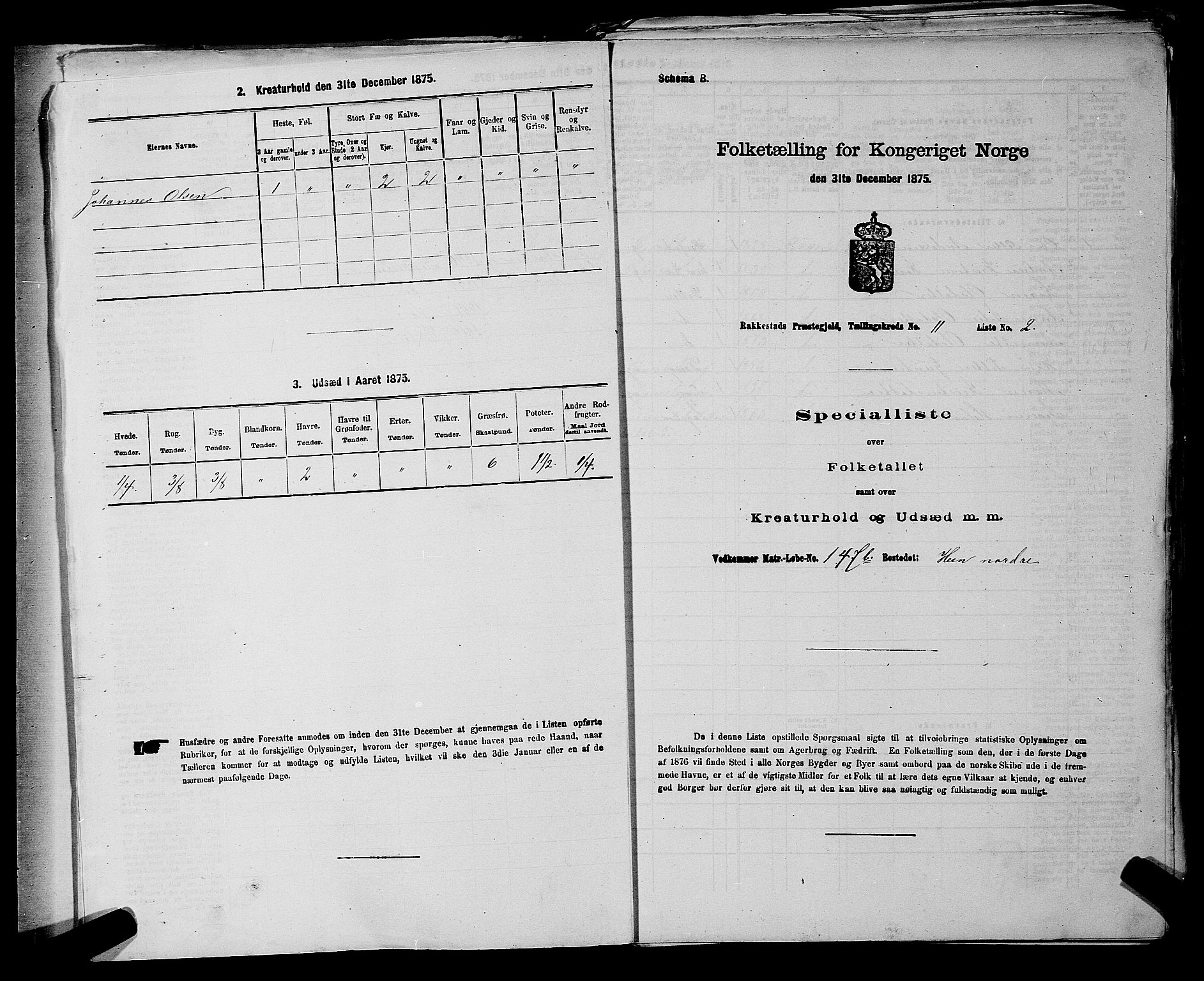 RA, 1875 census for 0128P Rakkestad, 1875, p. 1284