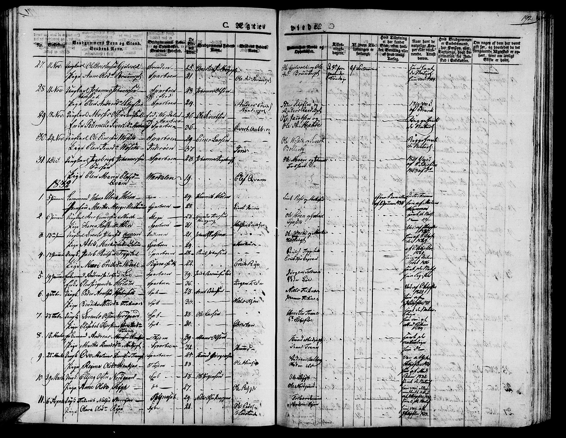 Ministerialprotokoller, klokkerbøker og fødselsregistre - Nord-Trøndelag, AV/SAT-A-1458/735/L0336: Parish register (official) no. 735A05 /1, 1825-1835, p. 192