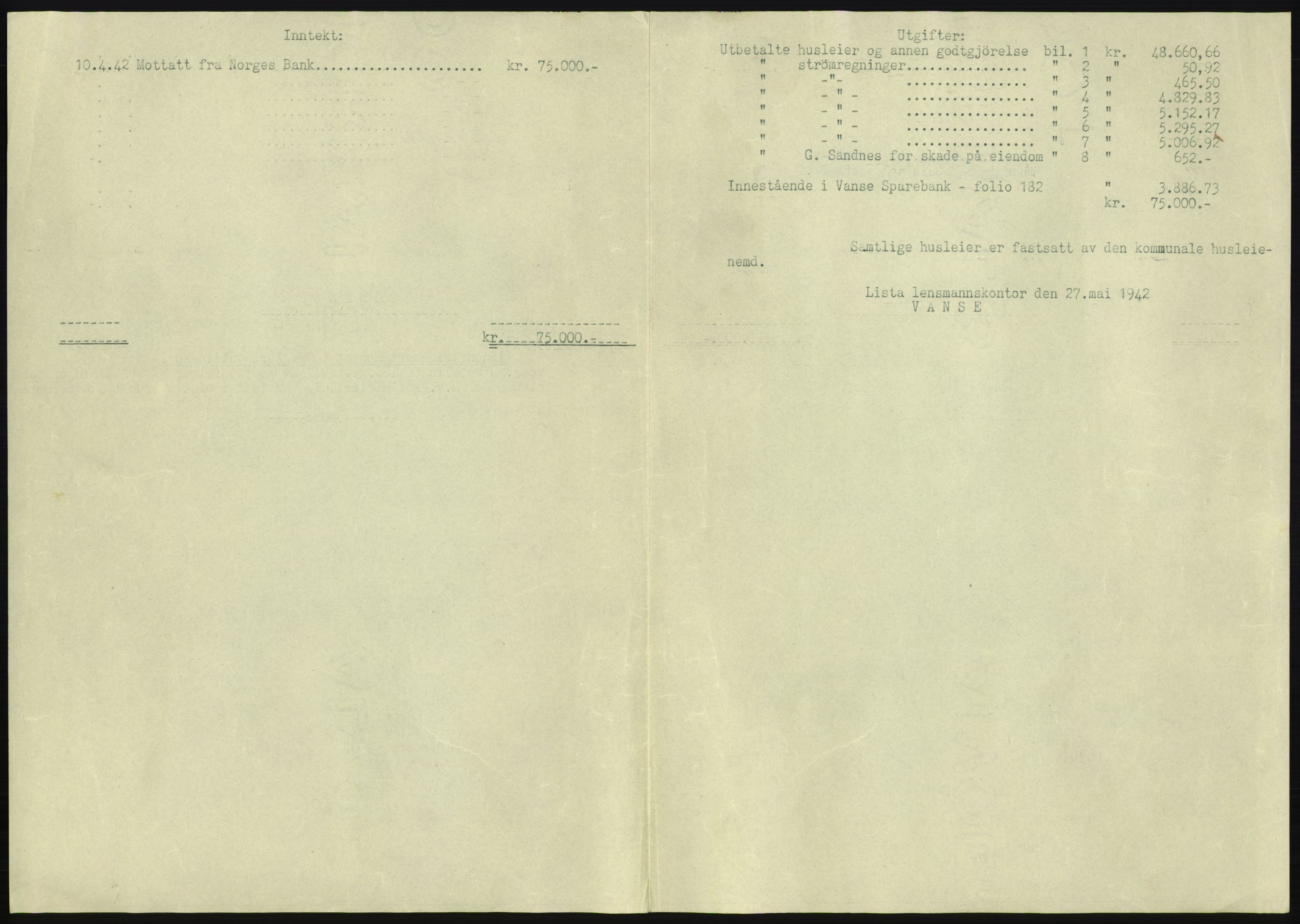 Forsvarsdepartementet, 10. kontor / Oppgjørskontoret, AV/RA-RAFA-1225/D/Db/L0180: Lista oppgjørskontor, 1942-1952, p. 1073