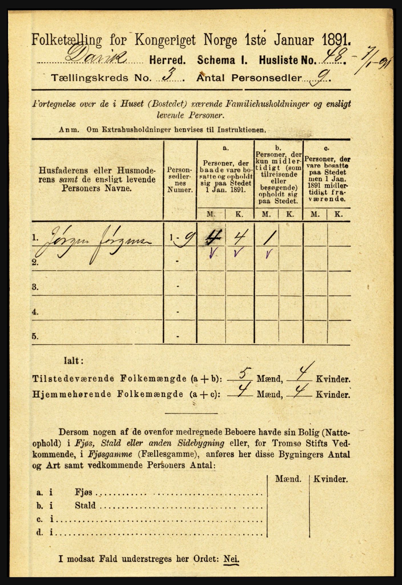 RA, 1891 census for 1442 Davik, 1891, p. 977