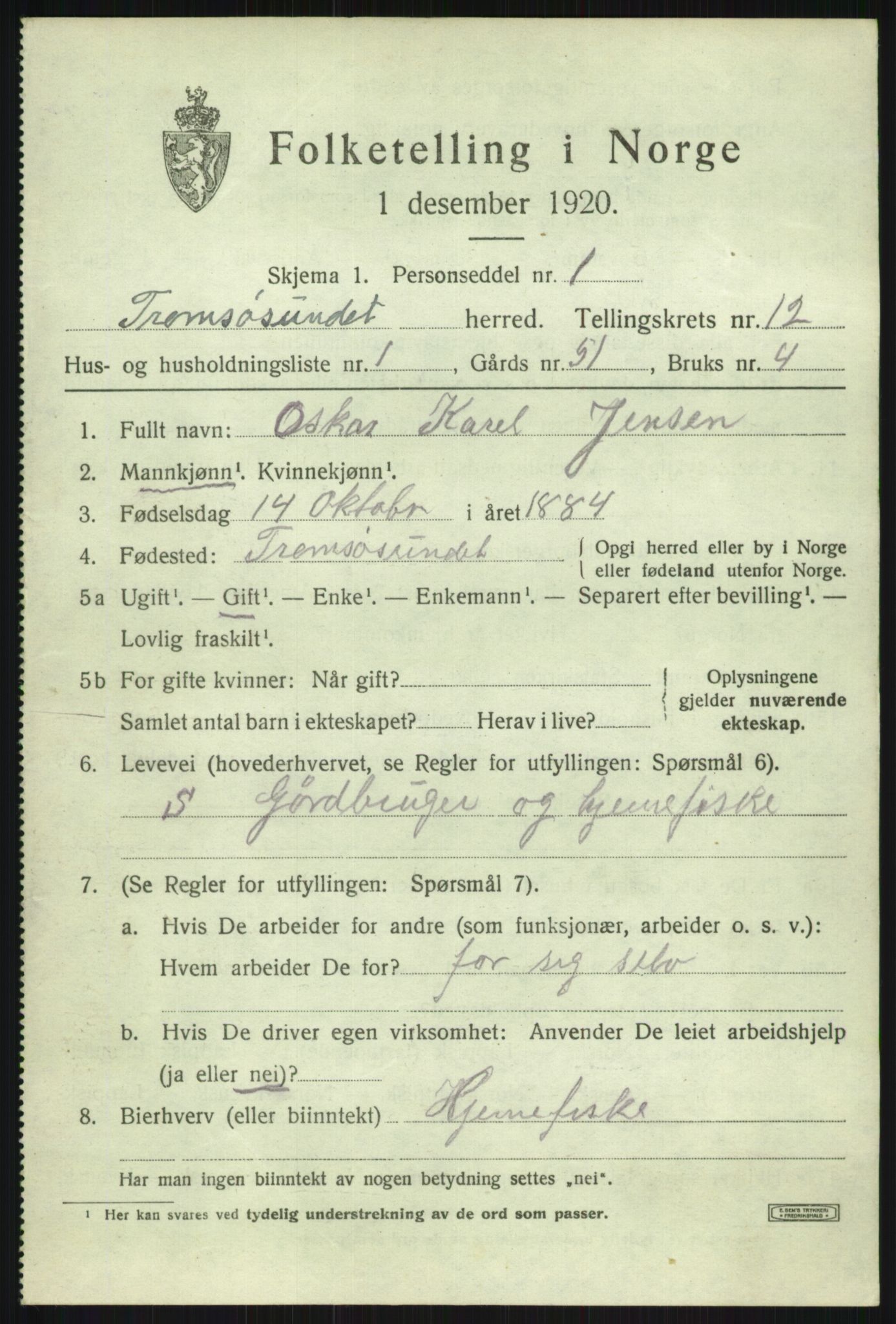 SATØ, 1920 census for Tromsøysund, 1920, p. 7572