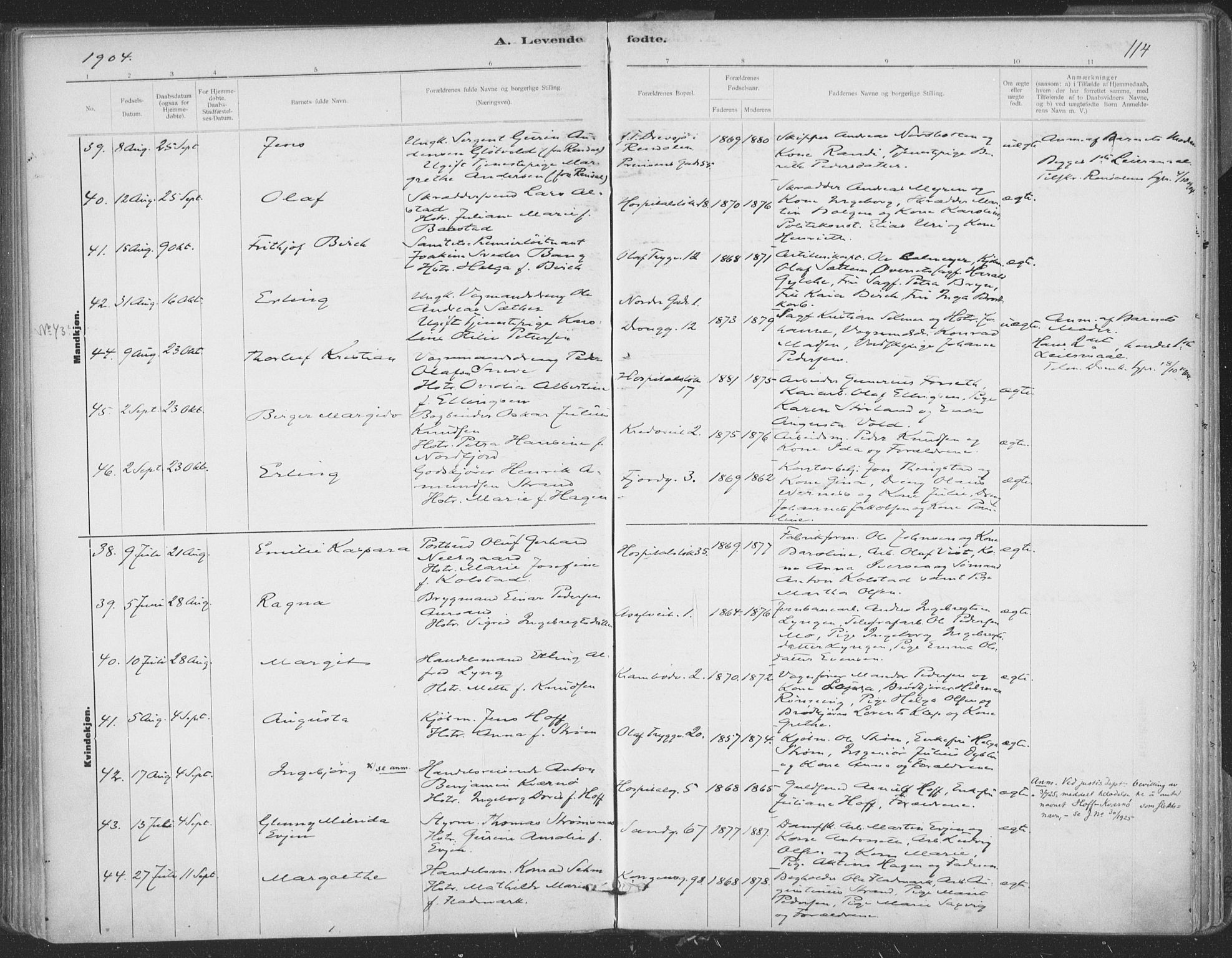 Ministerialprotokoller, klokkerbøker og fødselsregistre - Sør-Trøndelag, AV/SAT-A-1456/602/L0122: Parish register (official) no. 602A20, 1892-1908, p. 114