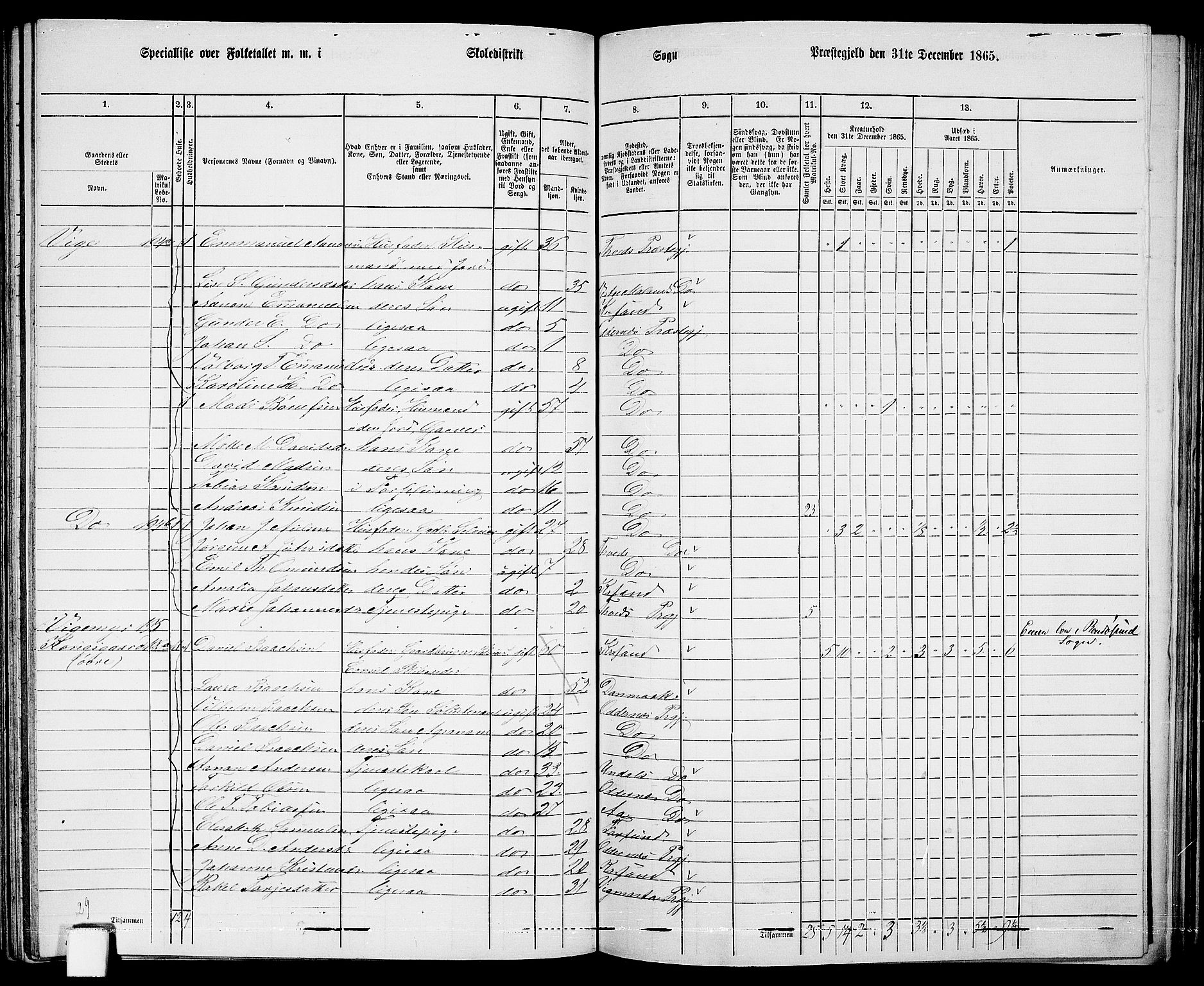 RA, 1865 census for Oddernes, 1865, p. 104