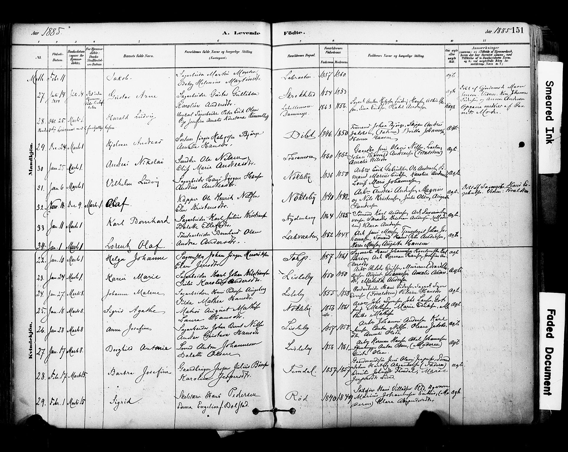 Glemmen prestekontor Kirkebøker, SAO/A-10908/F/Fa/L0011: Parish register (official) no. 11, 1878-1917, p. 151