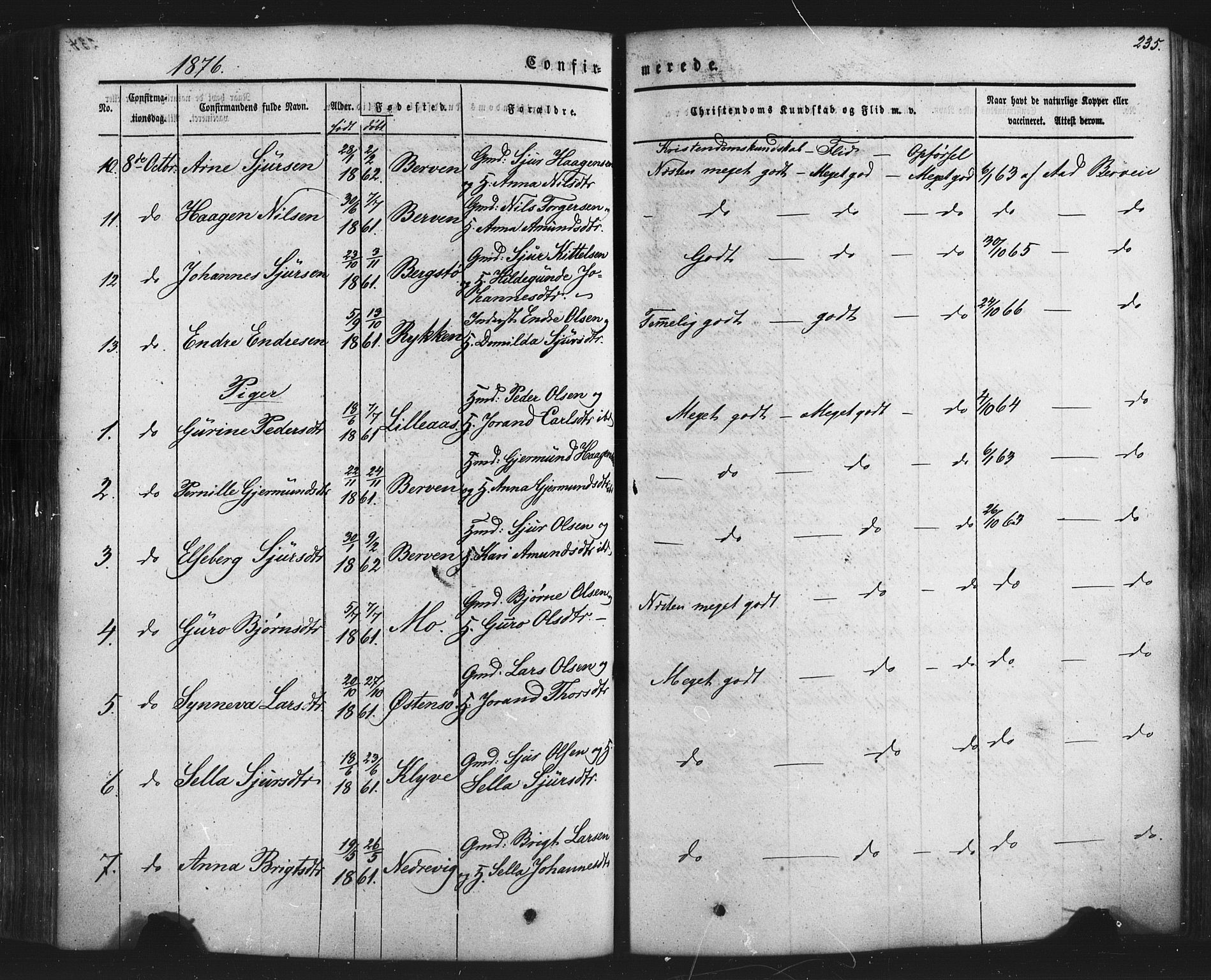 Kvam sokneprestembete, AV/SAB-A-76201/H/Haa: Parish register (official) no. A 9, 1864-1879, p. 235