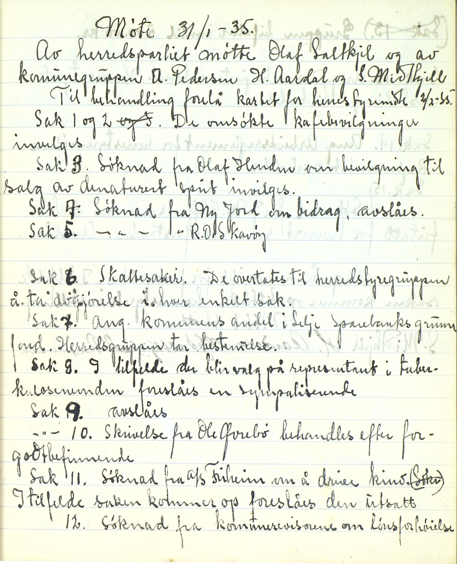 Sør-Vågsøy Heradsparti av DNA, VLFK/SFF-88144/100/L0001: Møtebok, 1934-1937