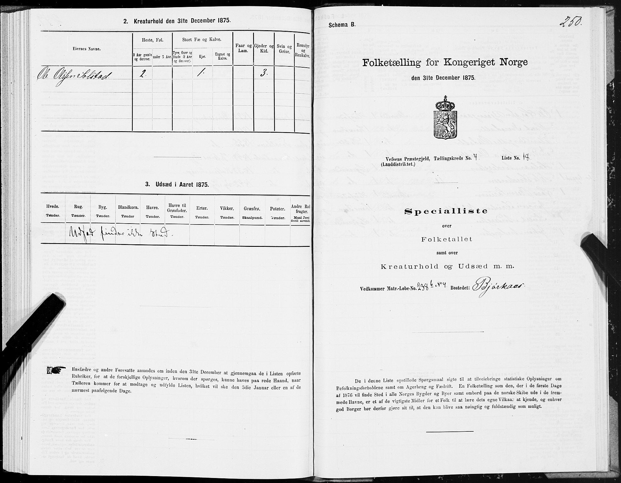 SAT, 1875 census for 1824L Vefsn/Vefsn, 1875, p. 1250