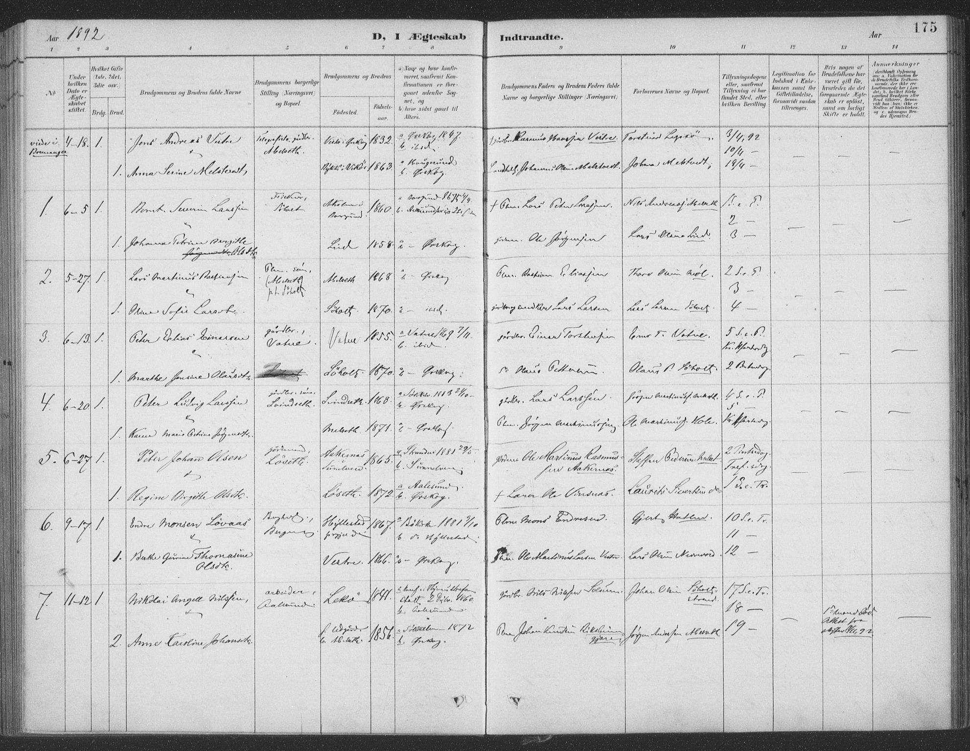Ministerialprotokoller, klokkerbøker og fødselsregistre - Møre og Romsdal, SAT/A-1454/522/L0316: Parish register (official) no. 522A11, 1890-1911, p. 175