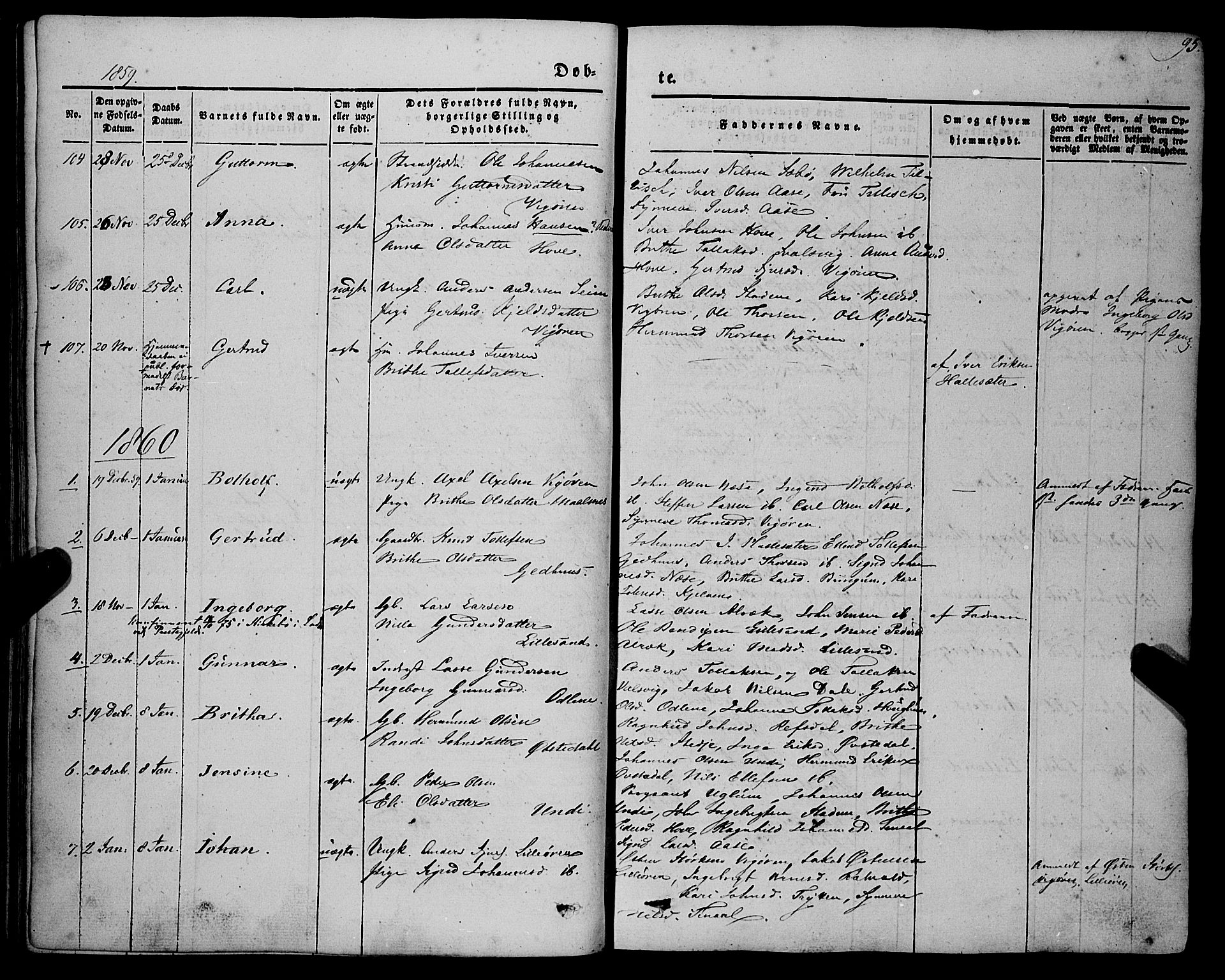 Vik sokneprestembete, SAB/A-81501: Parish register (official) no. A 8, 1846-1865, p. 95