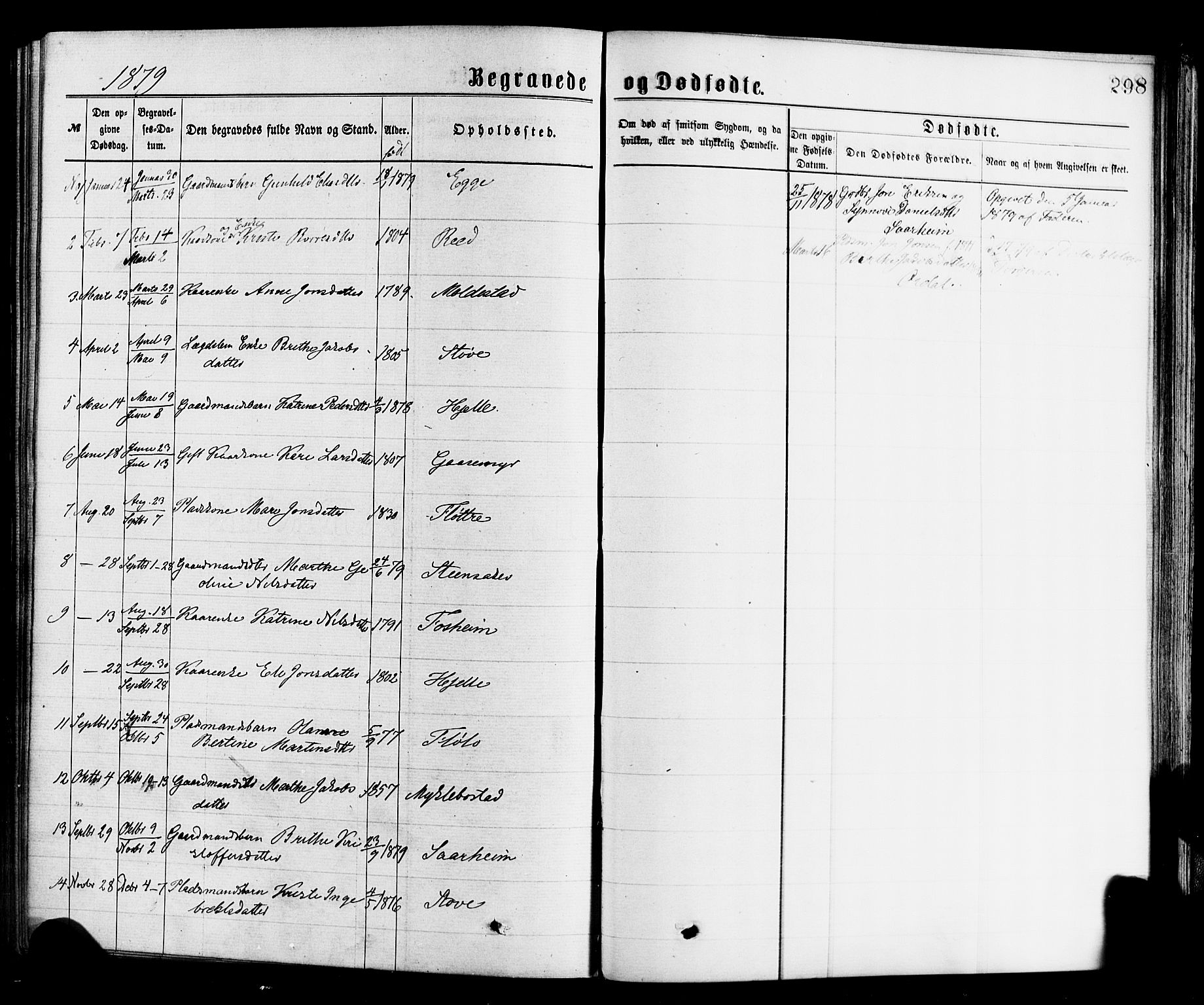 Gloppen sokneprestembete, SAB/A-80101/H/Haa/Haac/L0001: Parish register (official) no. C 1, 1871-1886, p. 298