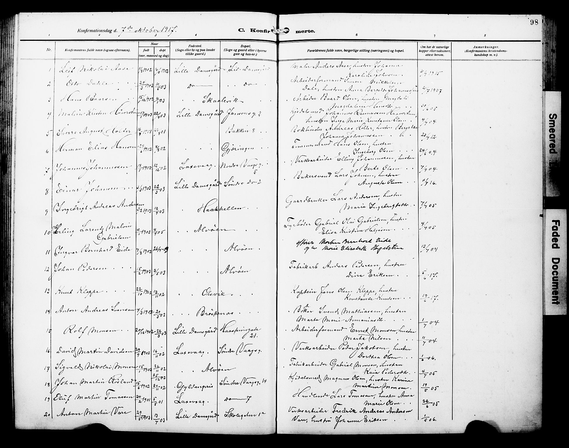 Laksevåg Sokneprestembete, AV/SAB-A-76501/H/Ha/Hab/Haba/L0006: Parish register (copy) no. A 6, 1917-1925, p. 98