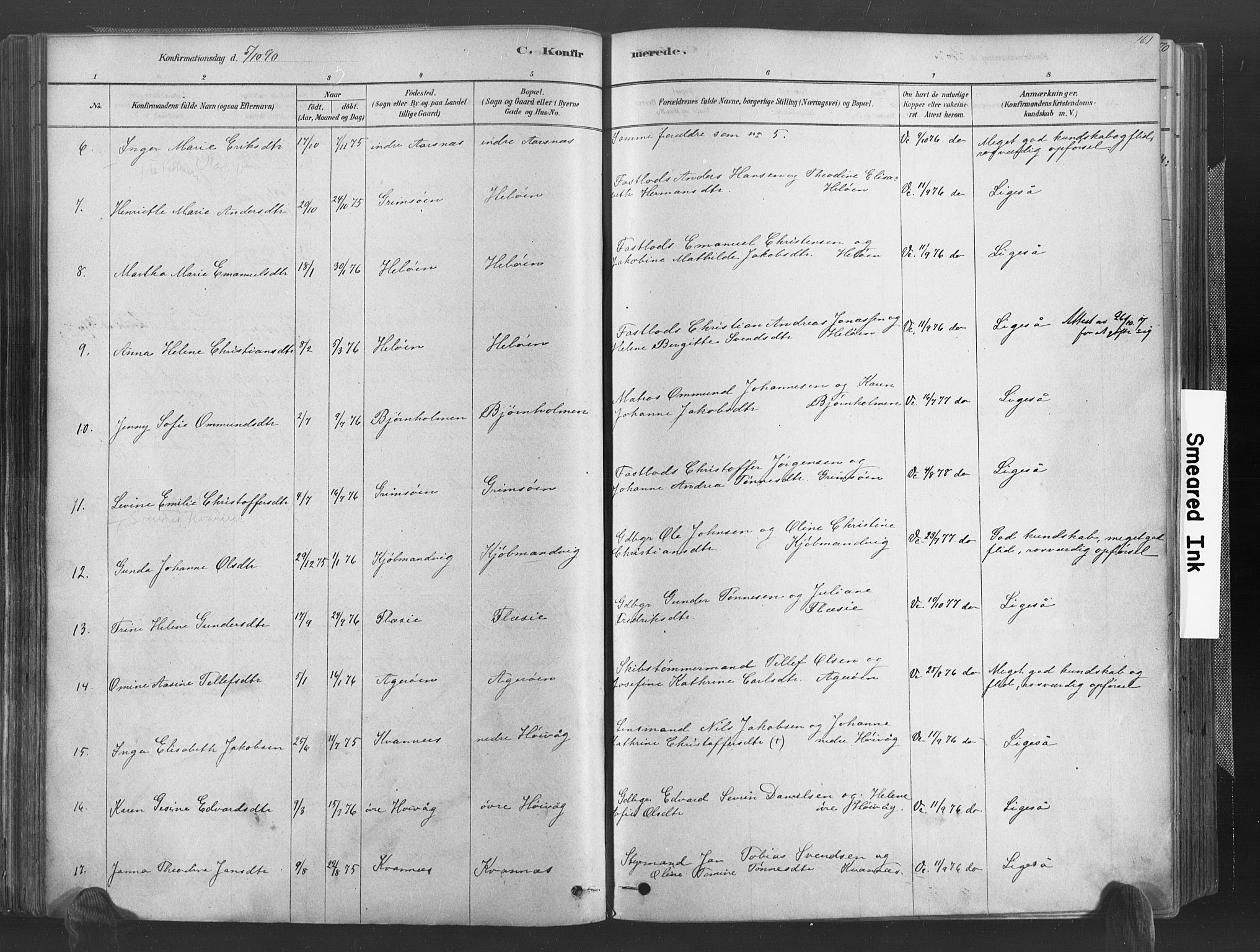 Høvåg sokneprestkontor, SAK/1111-0025/F/Fa/L0005: Parish register (official) no. A 5, 1878-1893, p. 161