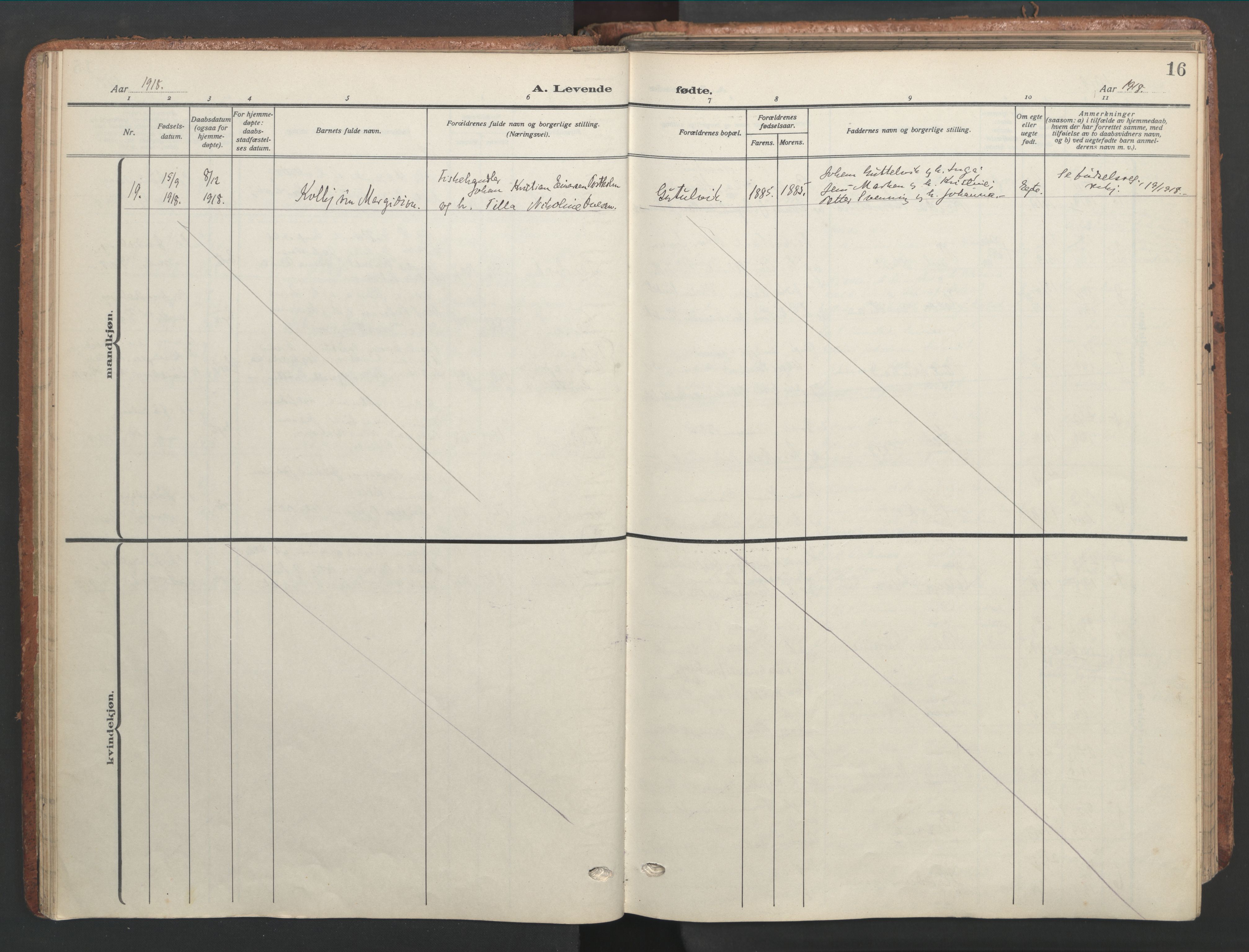 Ministerialprotokoller, klokkerbøker og fødselsregistre - Sør-Trøndelag, AV/SAT-A-1456/656/L0694: Parish register (official) no. 656A03, 1914-1931, p. 16