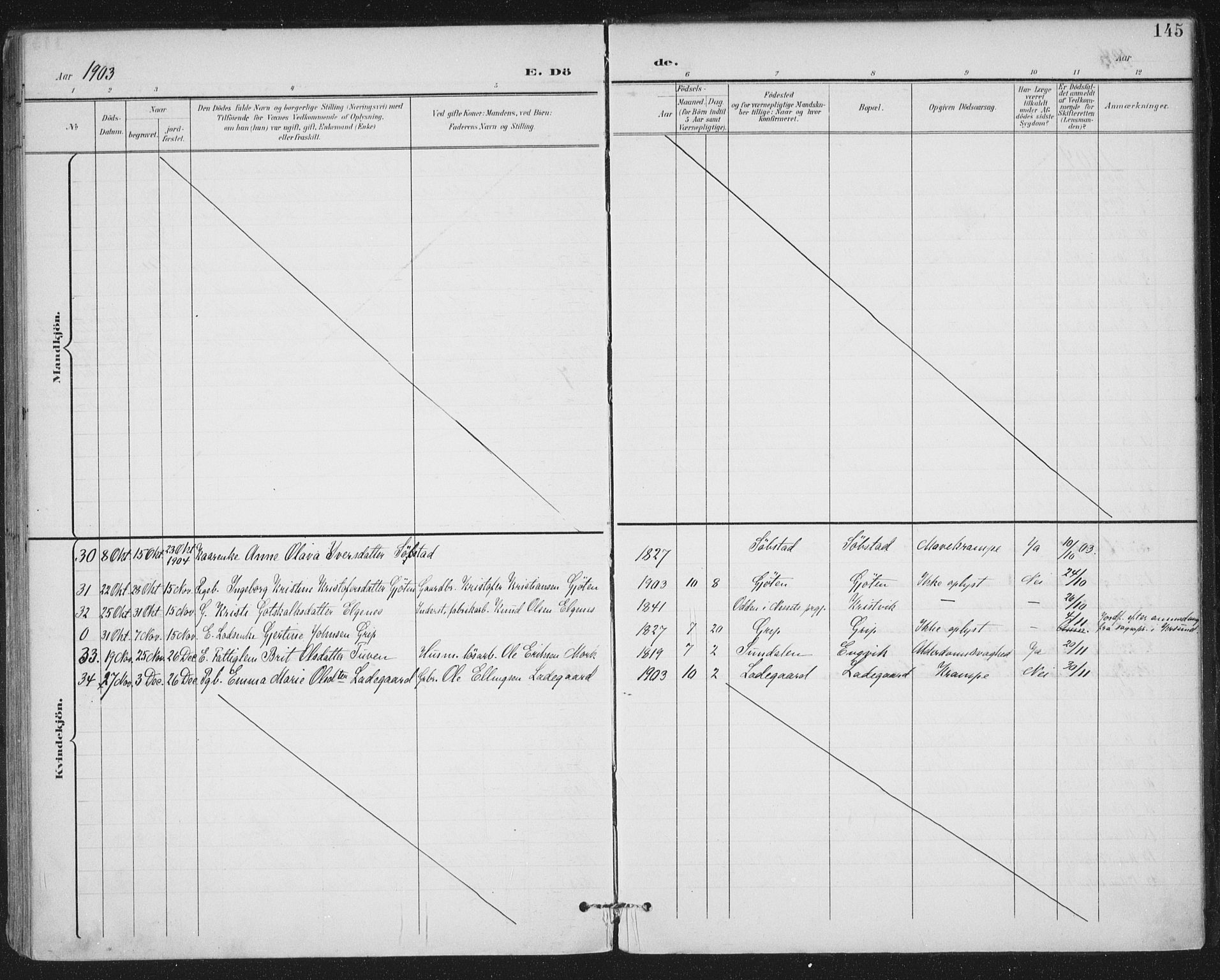 Ministerialprotokoller, klokkerbøker og fødselsregistre - Møre og Romsdal, AV/SAT-A-1454/569/L0820: Parish register (official) no. 569A06, 1900-1911, p. 145