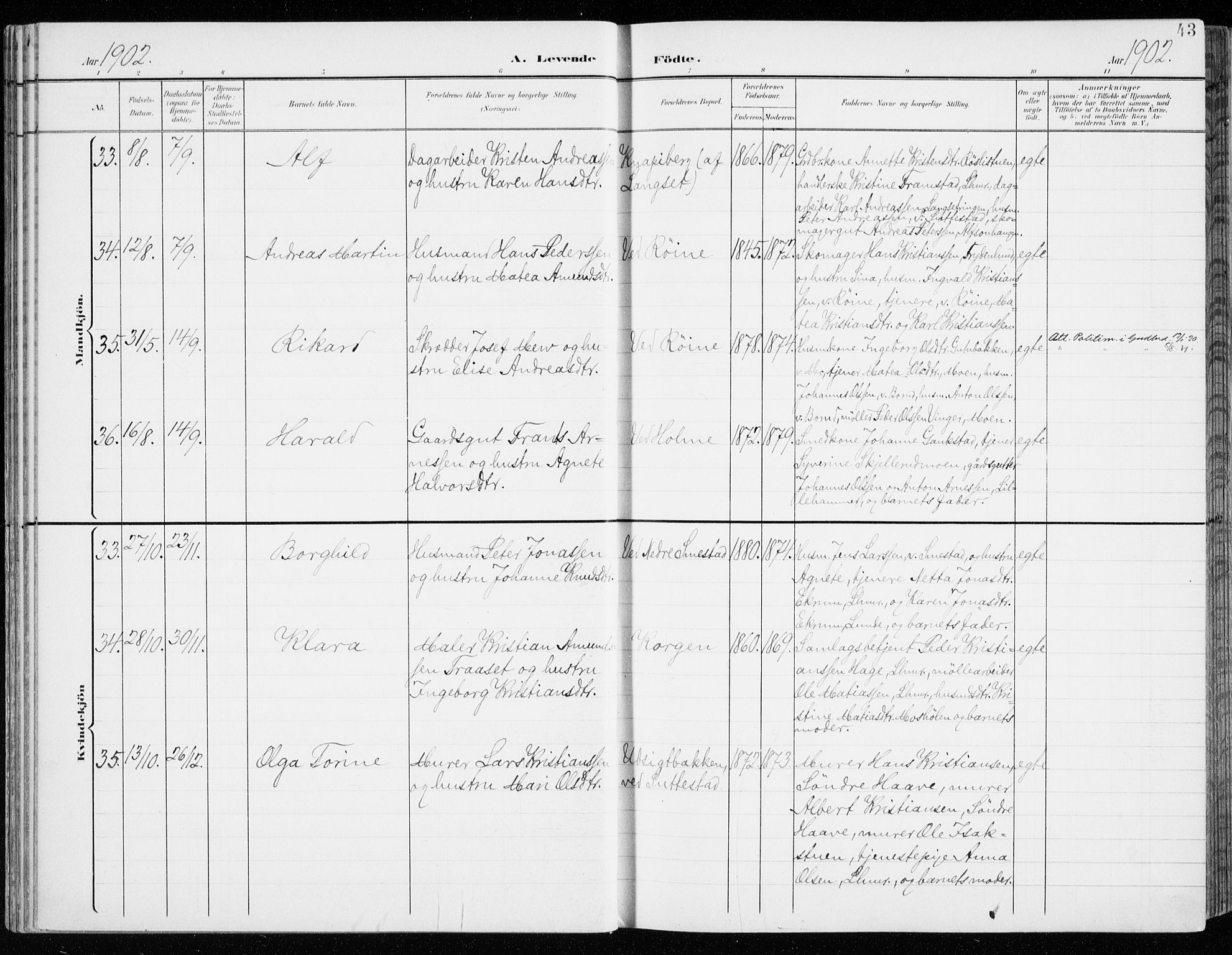 Fåberg prestekontor, AV/SAH-PREST-086/H/Ha/Haa/L0011: Parish register (official) no. 11, 1899-1913, p. 43