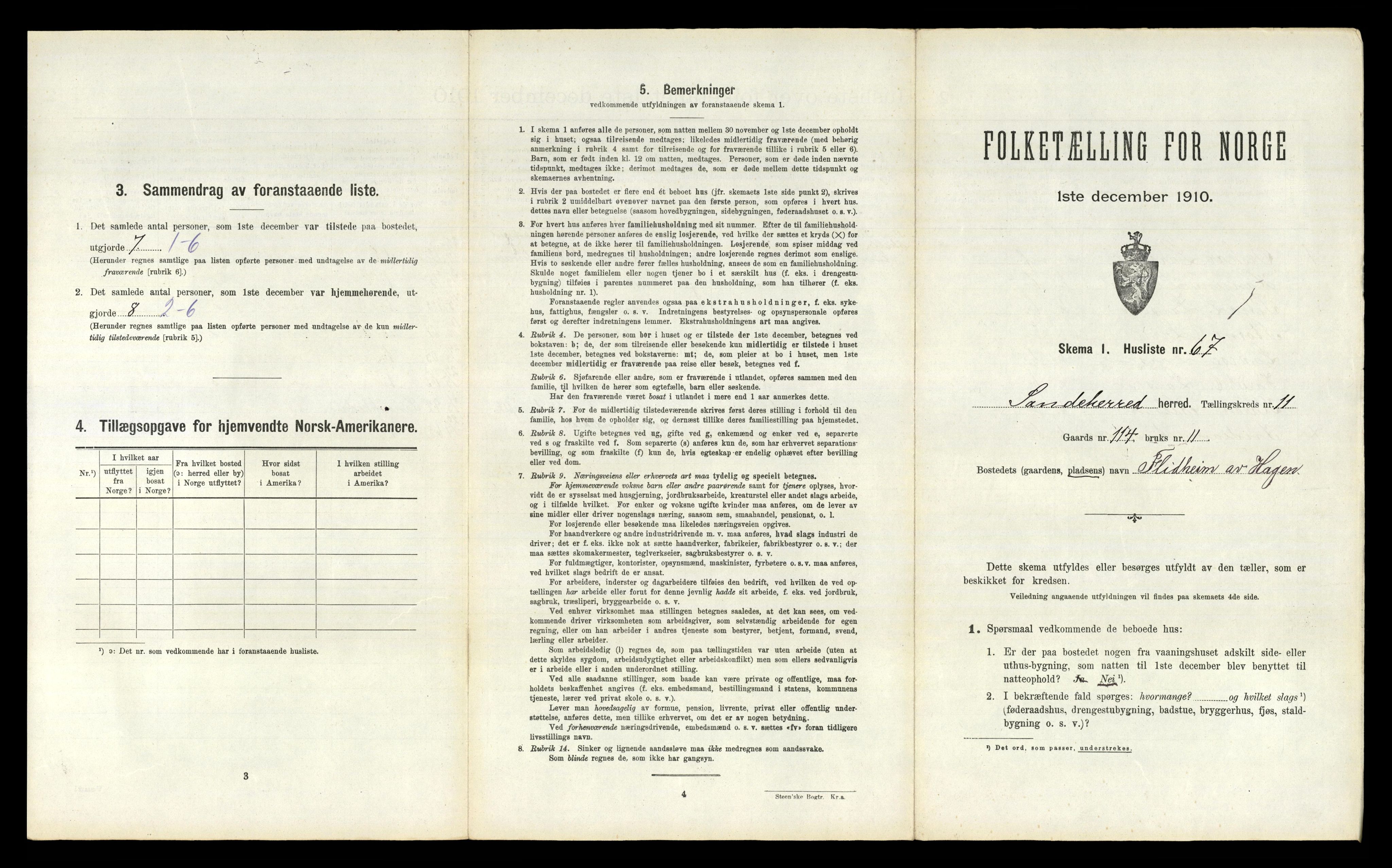 RA, 1910 census for Sandeherred, 1910, p. 2435