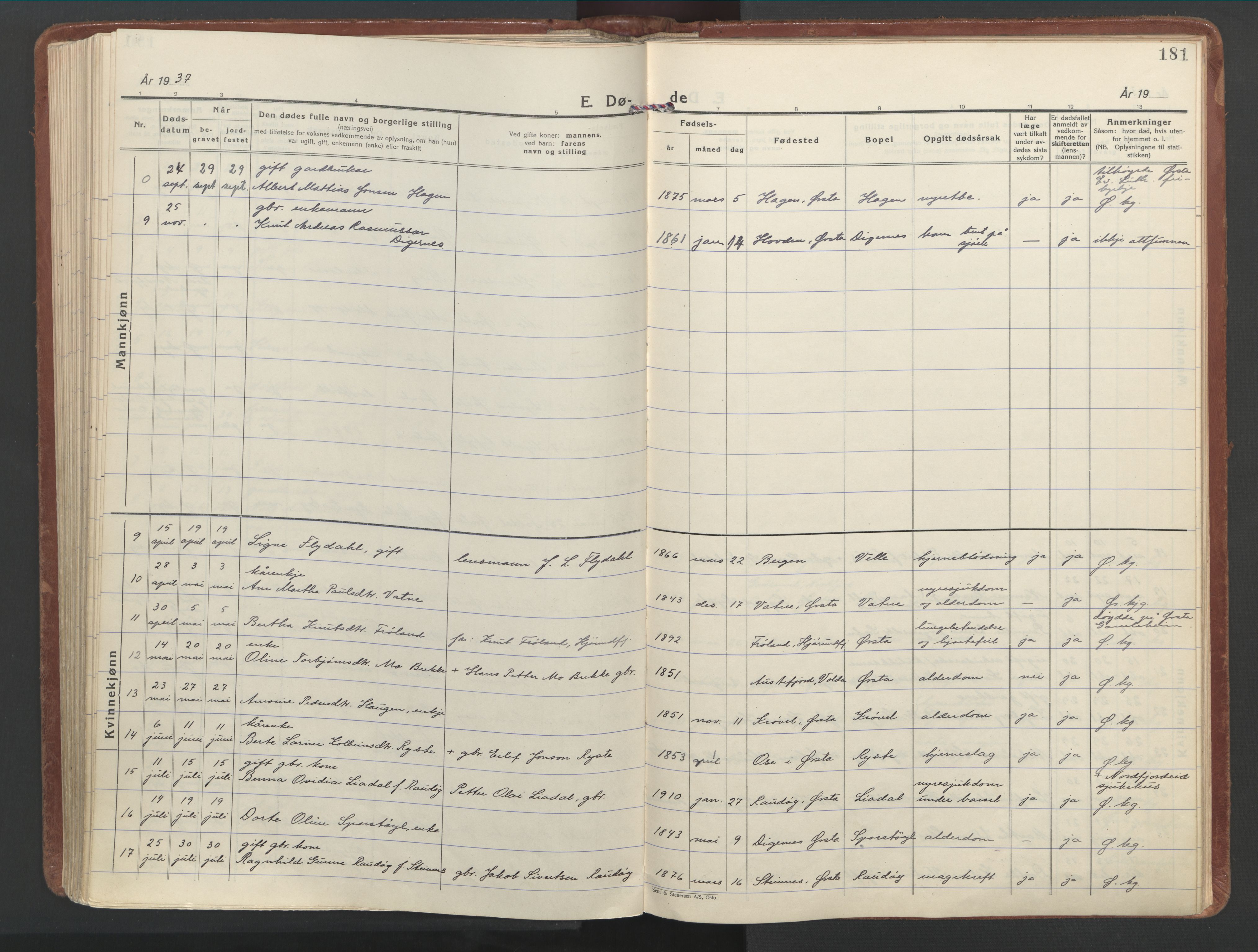 Ministerialprotokoller, klokkerbøker og fødselsregistre - Møre og Romsdal, AV/SAT-A-1454/513/L0181: Parish register (official) no. 513A08, 1930-1943, p. 181