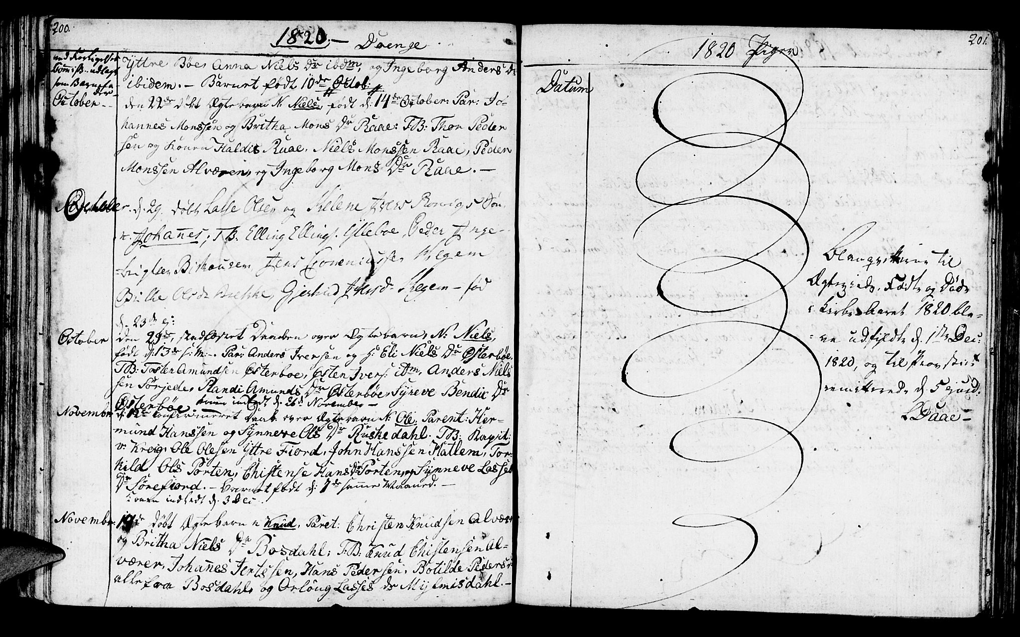 Lavik sokneprestembete, AV/SAB-A-80901: Parish register (official) no. A 1, 1809-1822, p. 200-201