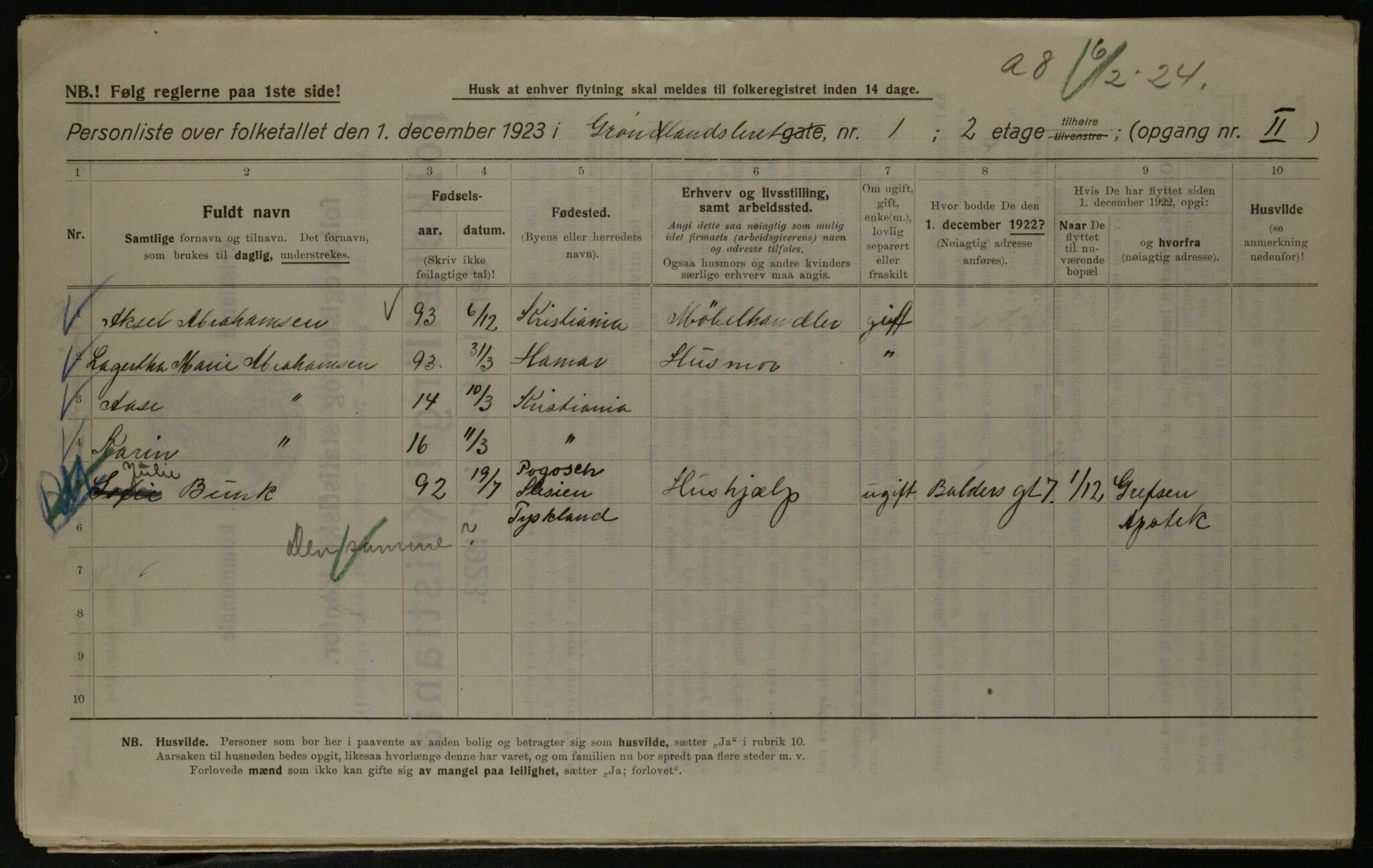 OBA, Municipal Census 1923 for Kristiania, 1923, p. 35379