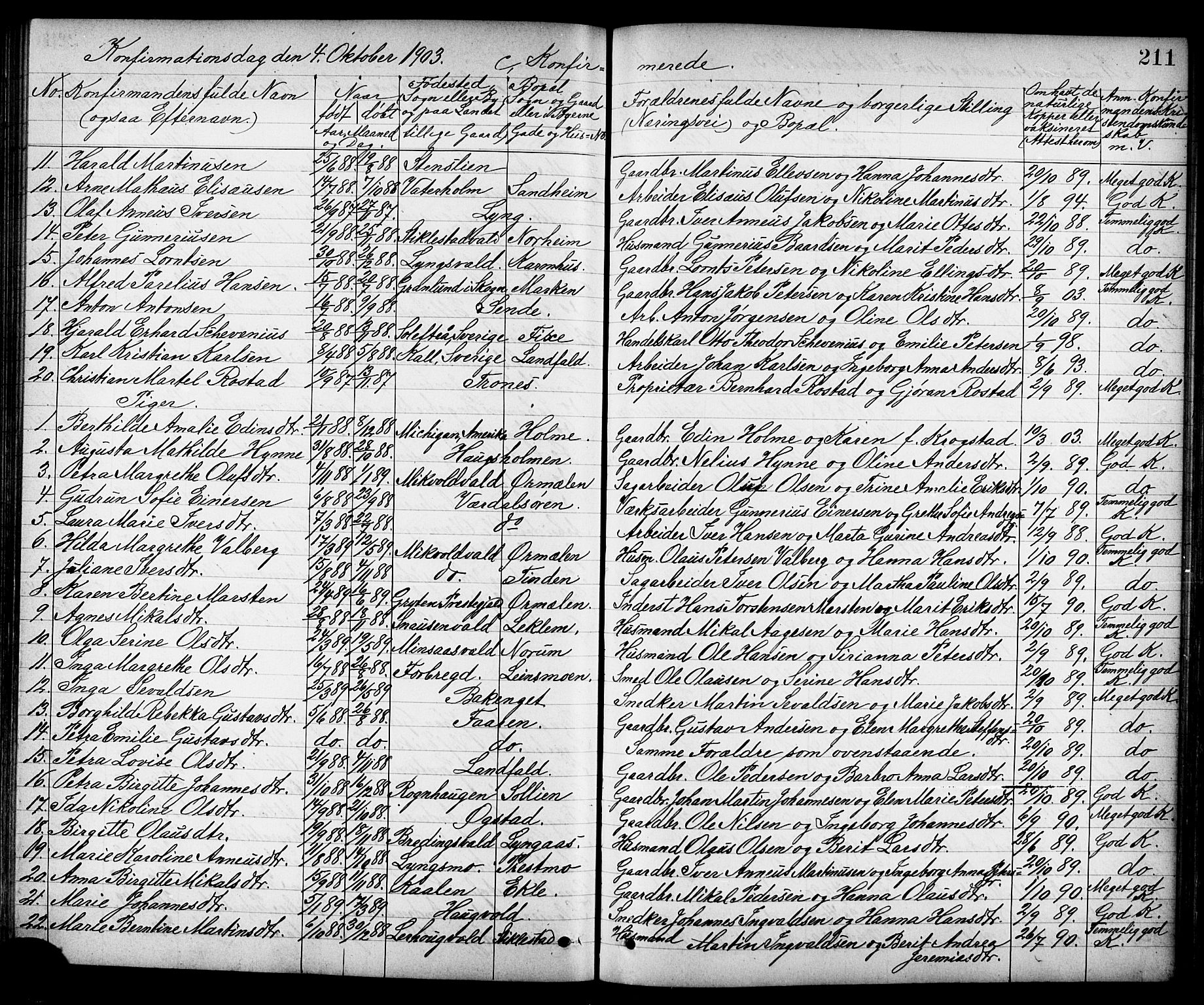 Ministerialprotokoller, klokkerbøker og fødselsregistre - Nord-Trøndelag, SAT/A-1458/723/L0257: Parish register (copy) no. 723C05, 1890-1907, p. 211
