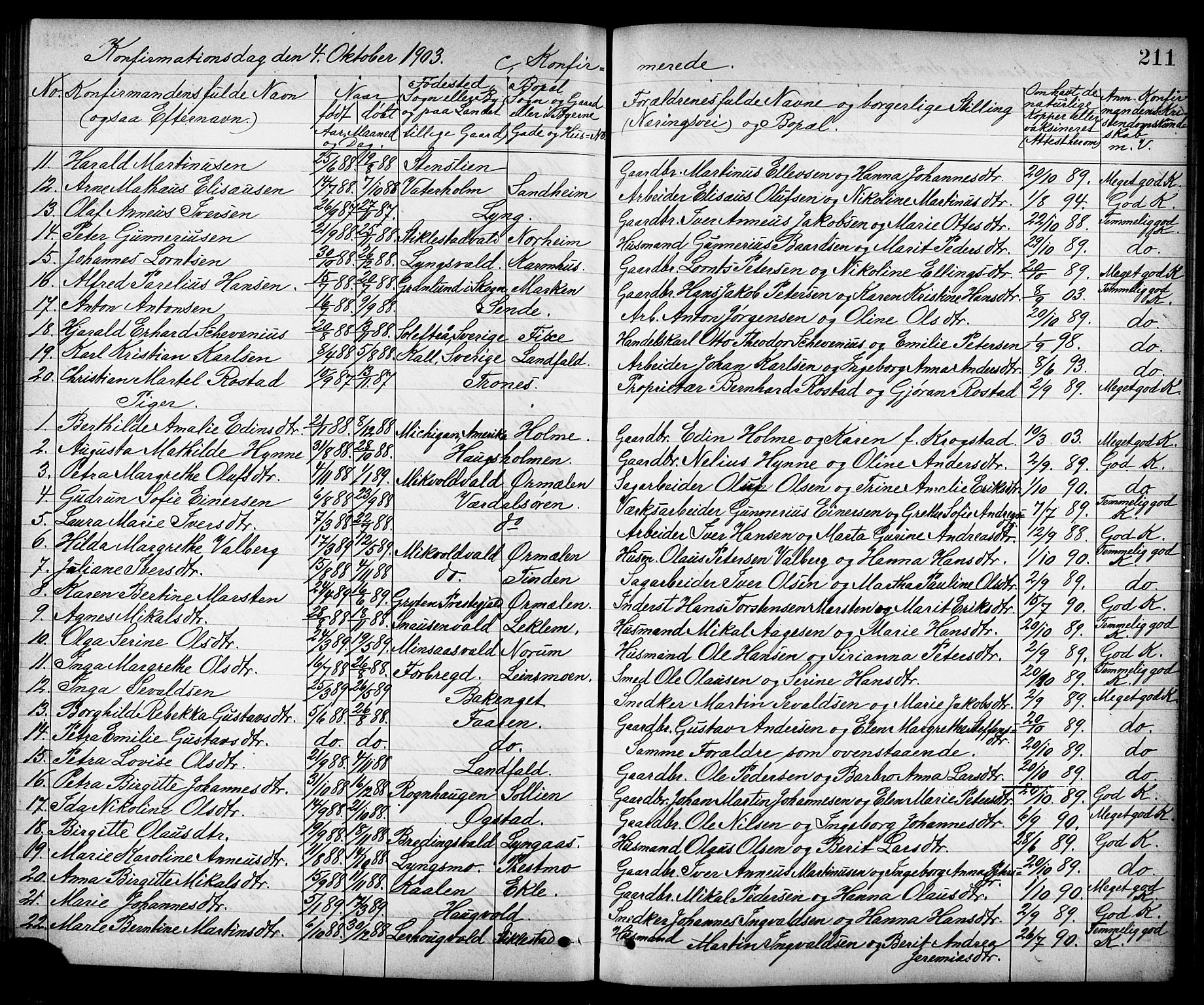 Ministerialprotokoller, klokkerbøker og fødselsregistre - Nord-Trøndelag, AV/SAT-A-1458/723/L0257: Parish register (copy) no. 723C05, 1890-1907, p. 211