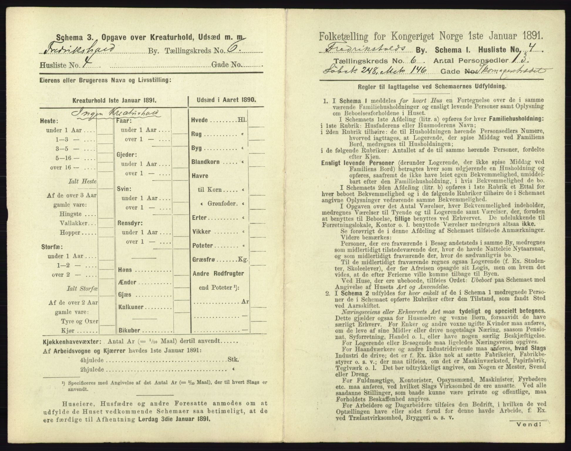 RA, 1891 census for 0101 Fredrikshald, 1891, p. 588