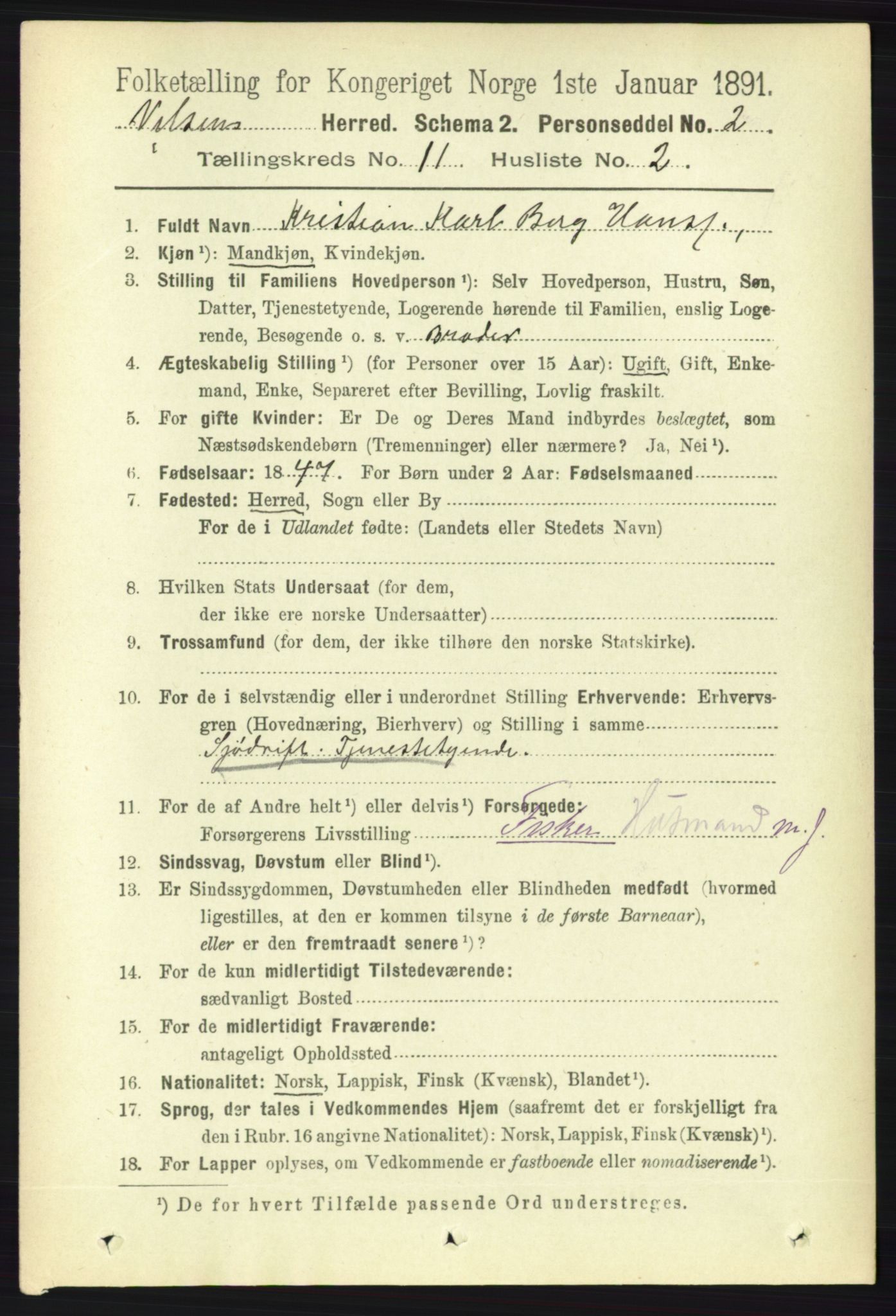 RA, 1891 census for 1824 Vefsn, 1891, p. 5673