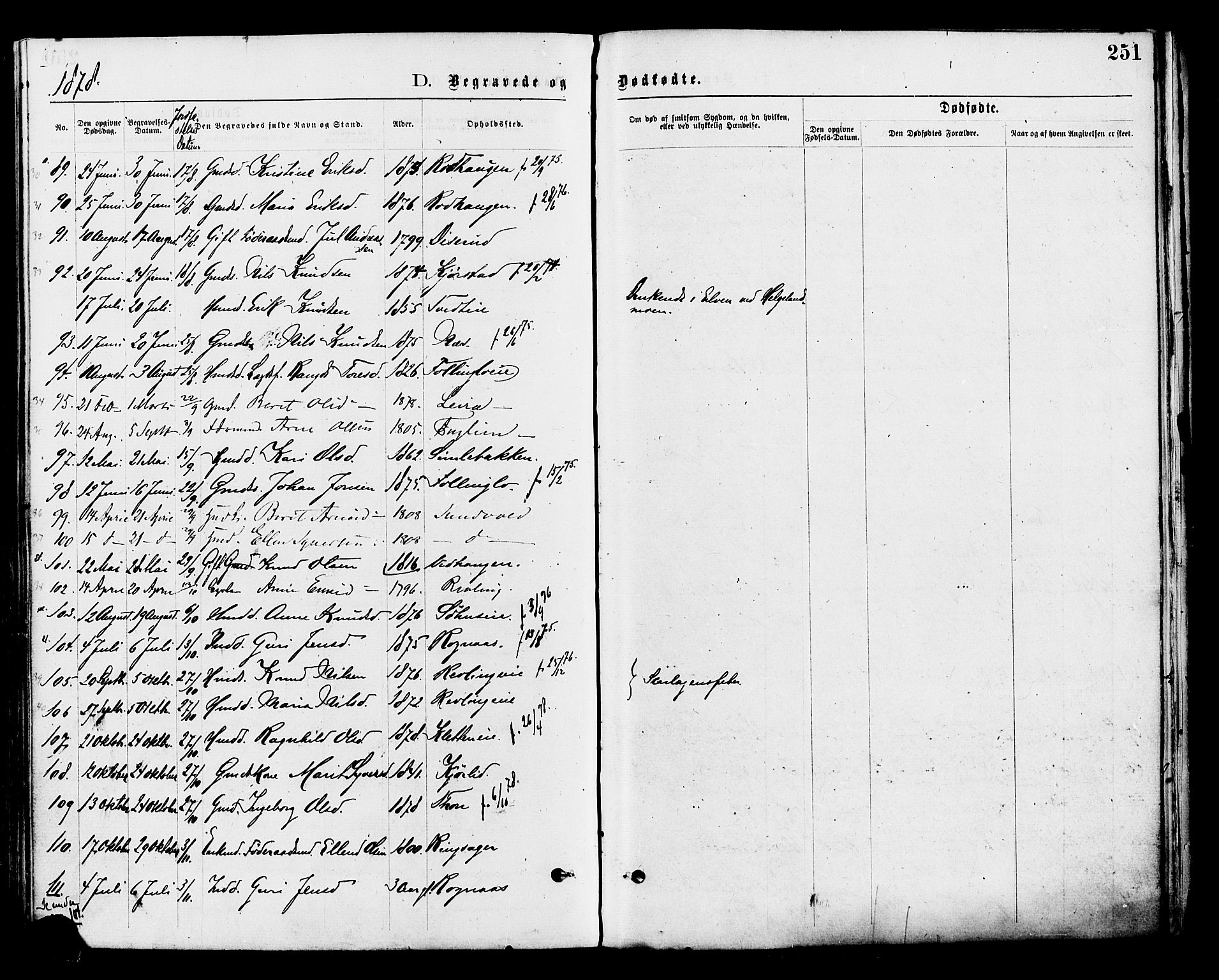 Nord-Aurdal prestekontor, SAH/PREST-132/H/Ha/Haa/L0009: Parish register (official) no. 9, 1876-1882, p. 251