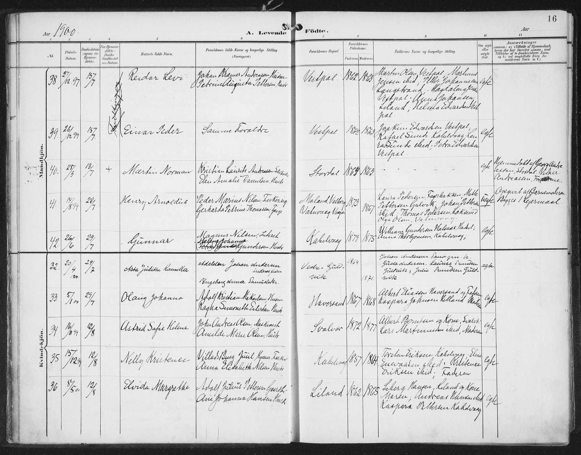 Ministerialprotokoller, klokkerbøker og fødselsregistre - Nordland, SAT/A-1459/874/L1062: Parish register (official) no. 874A06, 1899-1907, p. 16