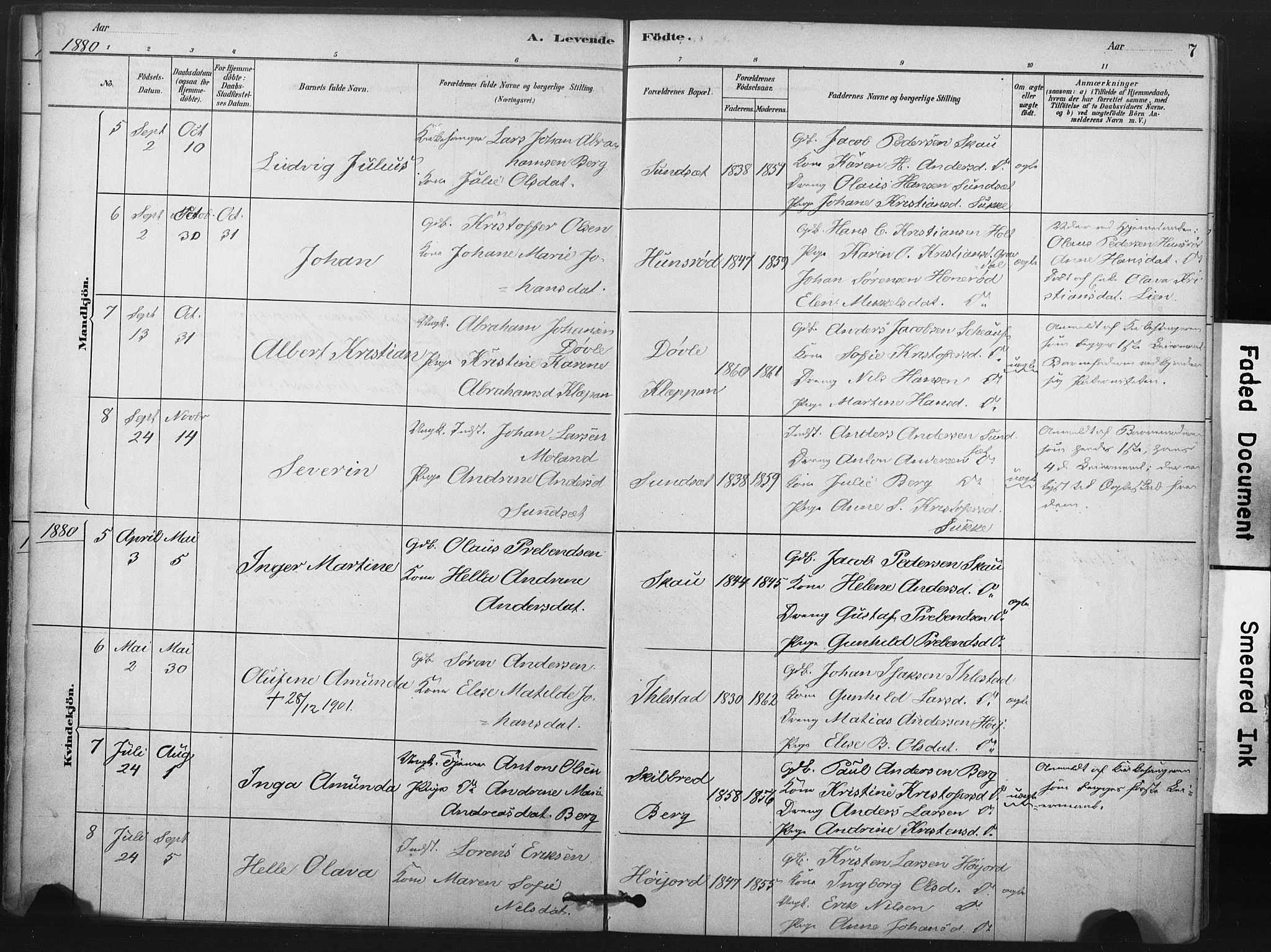 Andebu kirkebøker, AV/SAKO-A-336/F/Fa/L0009: Parish register (official) no. 9, 1878-1909, p. 7