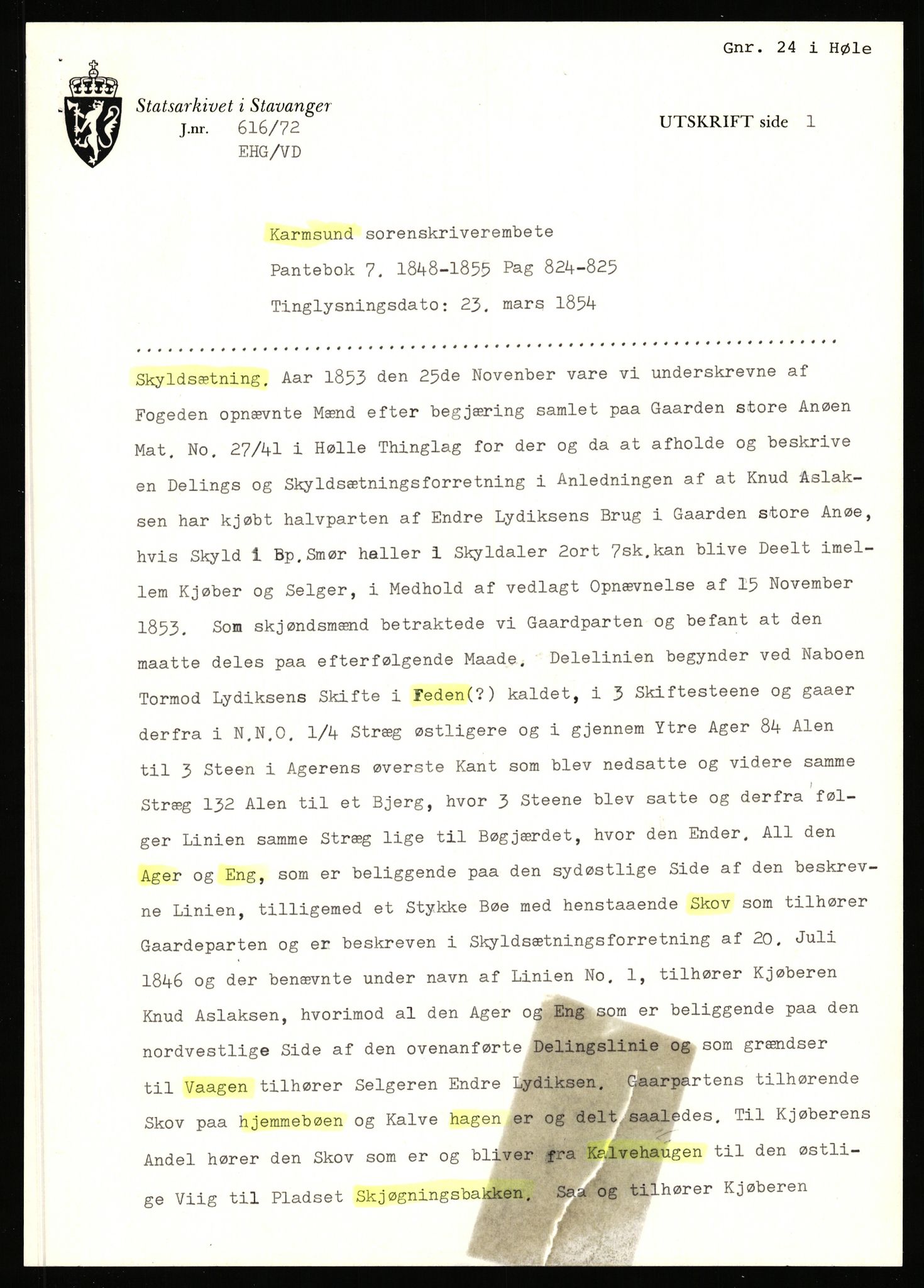 Statsarkivet i Stavanger, AV/SAST-A-101971/03/Y/Yj/L0002: Avskrifter sortert etter gårdsnavn: Amdal indre - Askeland, 1750-1930, p. 438