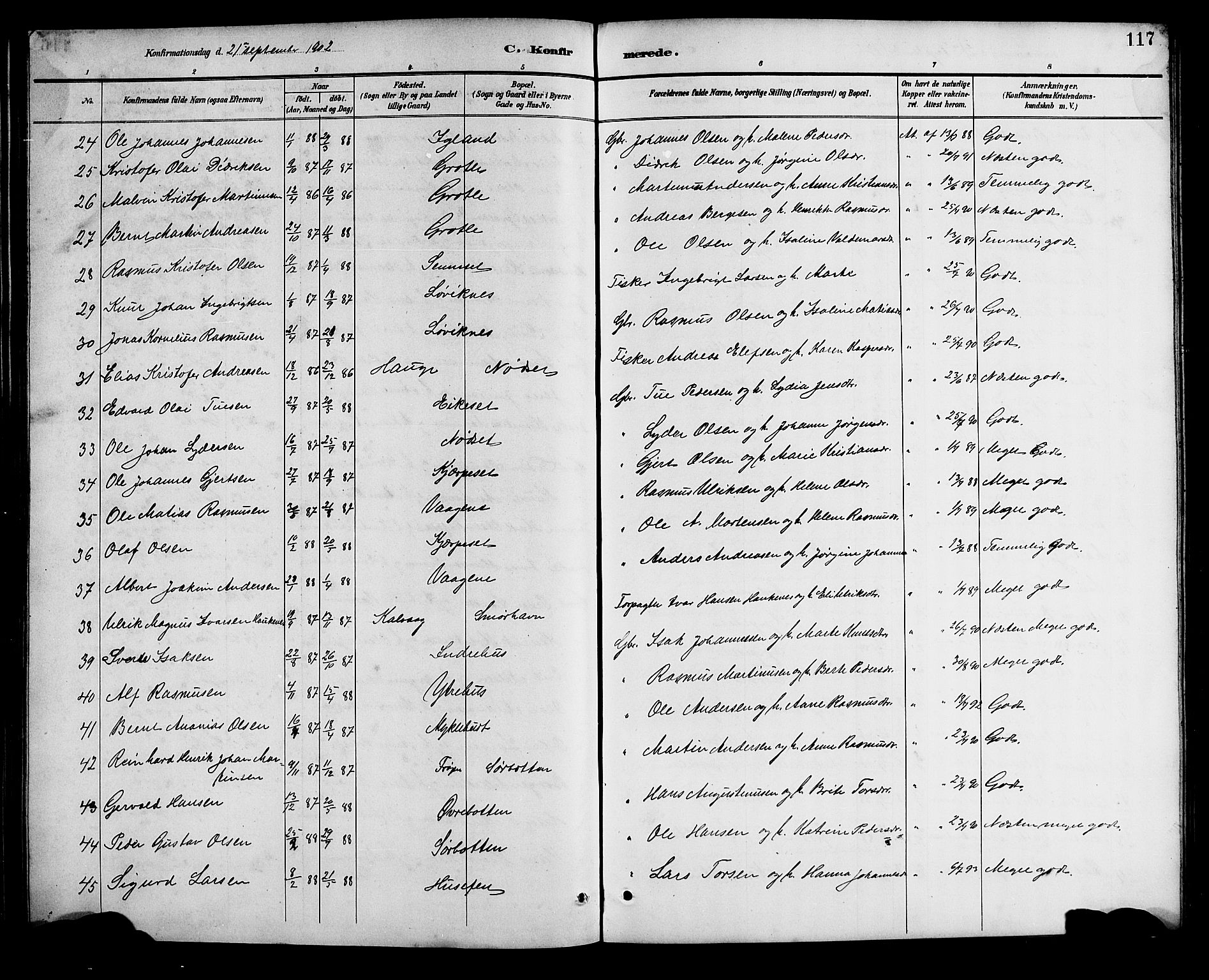Bremanger sokneprestembete, SAB/A-82201/H/Hab/Haba/L0003: Parish register (copy) no. A 3, 1890-1908, p. 117
