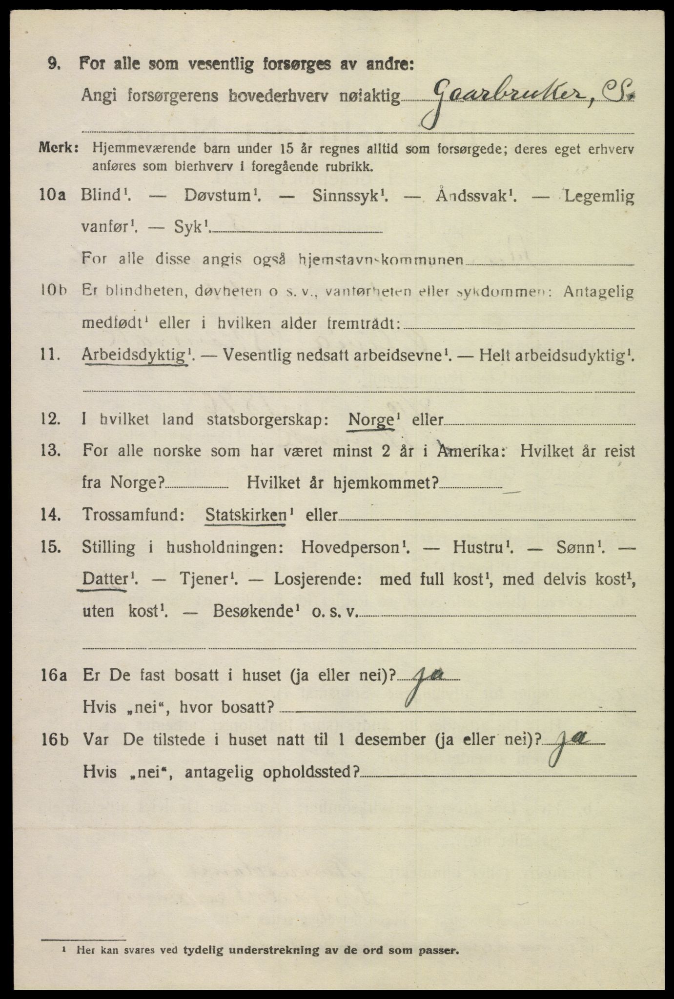 SAK, 1920 census for Austad, 1920, p. 1880