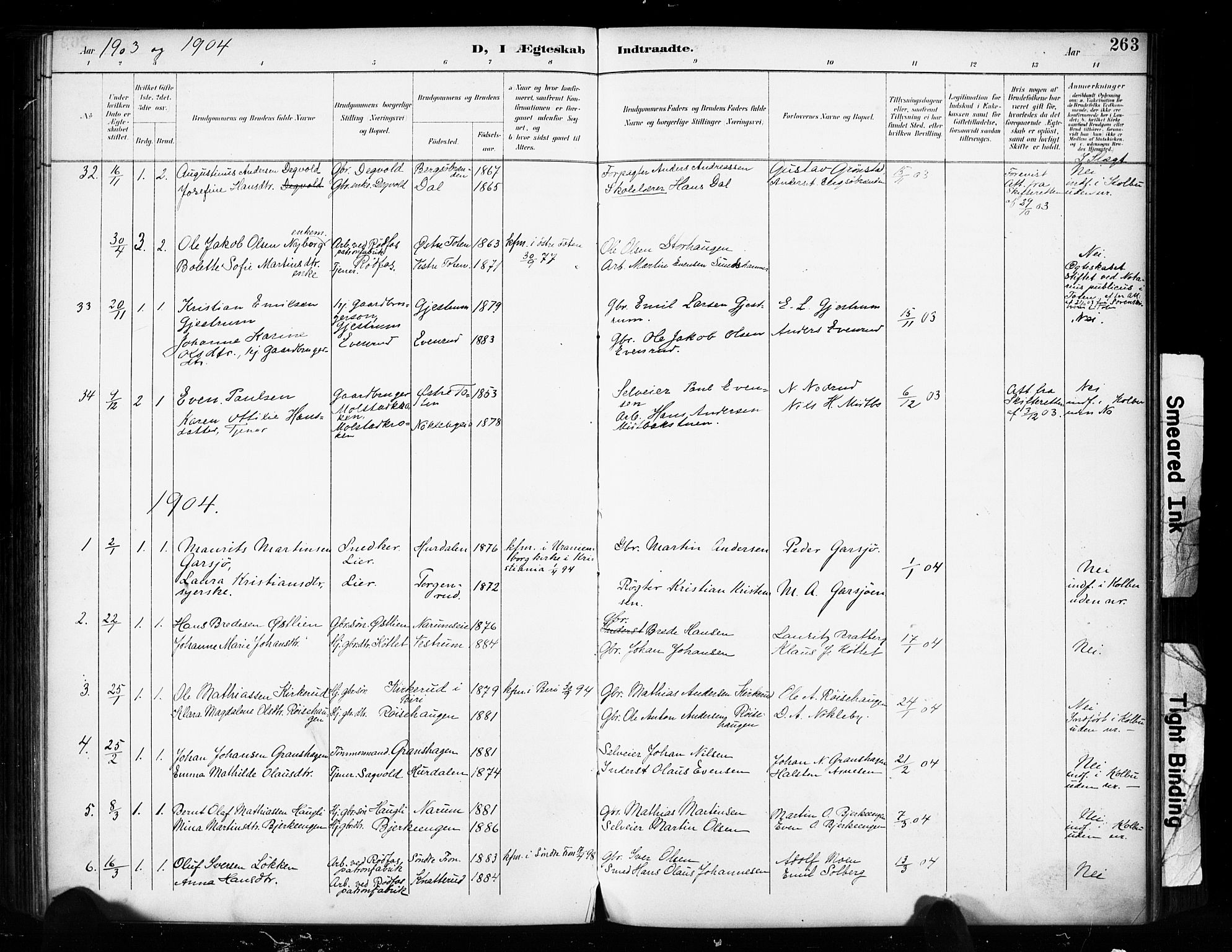 Vestre Toten prestekontor, SAH/PREST-108/H/Ha/Haa/L0011: Parish register (official) no. 11, 1895-1906, p. 263