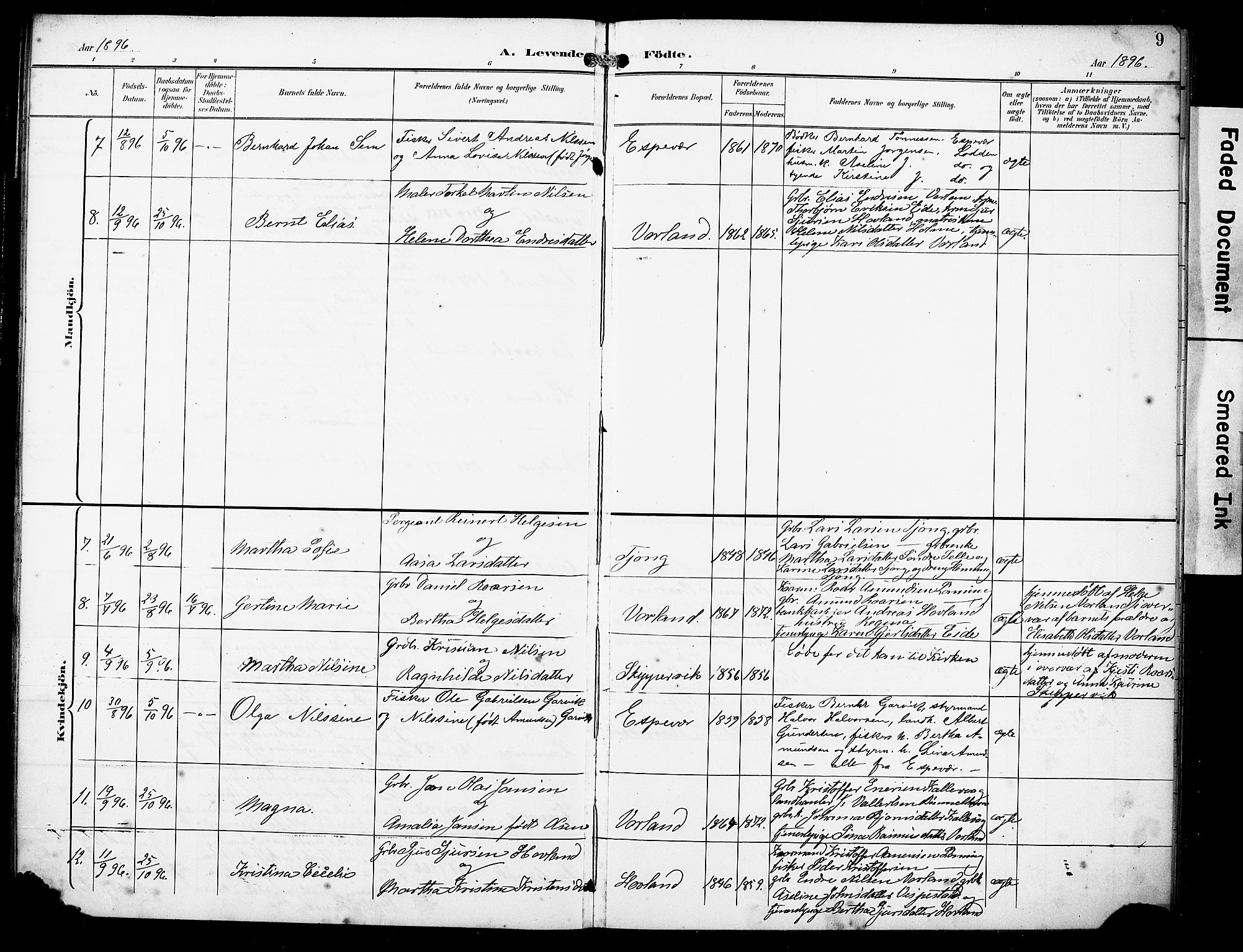 Finnås sokneprestembete, SAB/A-99925/H/Ha/Haa/Haad/L0002: Parish register (official) no. D 2, 1895-1906, p. 9
