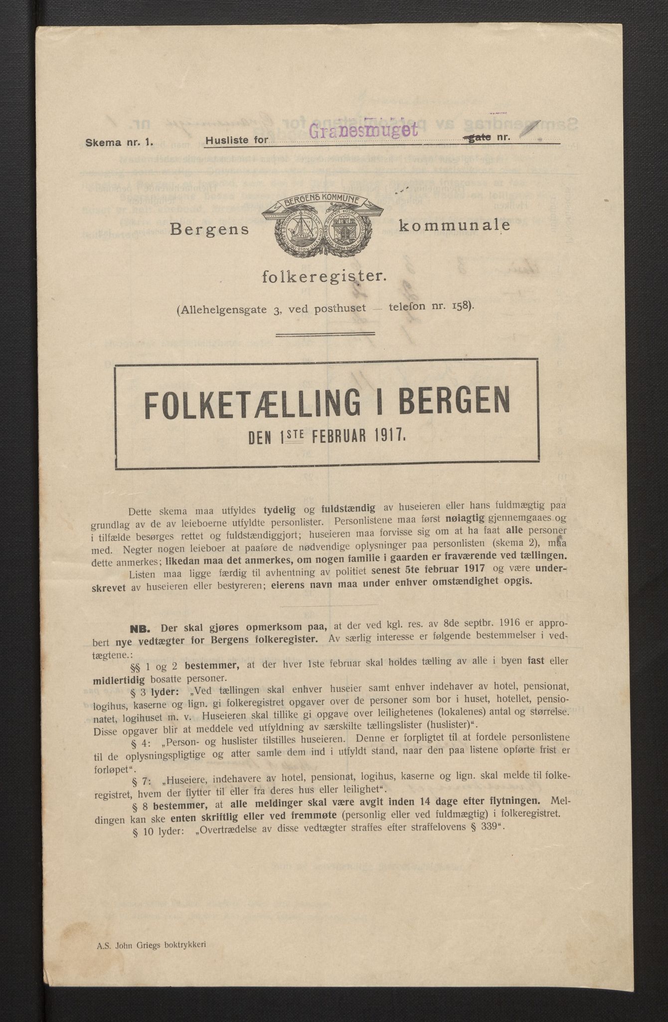 SAB, Municipal Census 1917 for Bergen, 1917, p. 10421