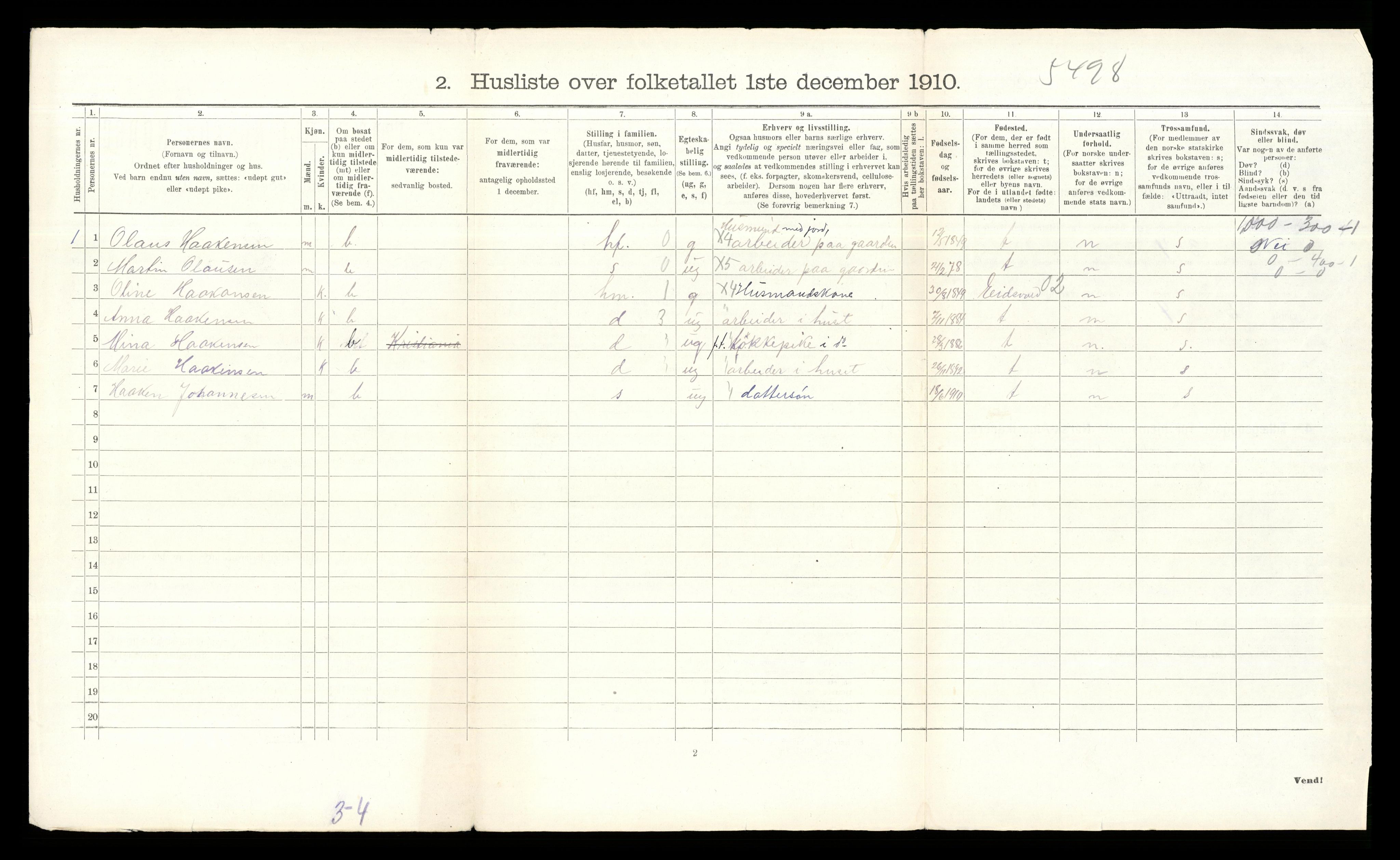 RA, 1910 census for Ullensaker, 1910, p. 1990