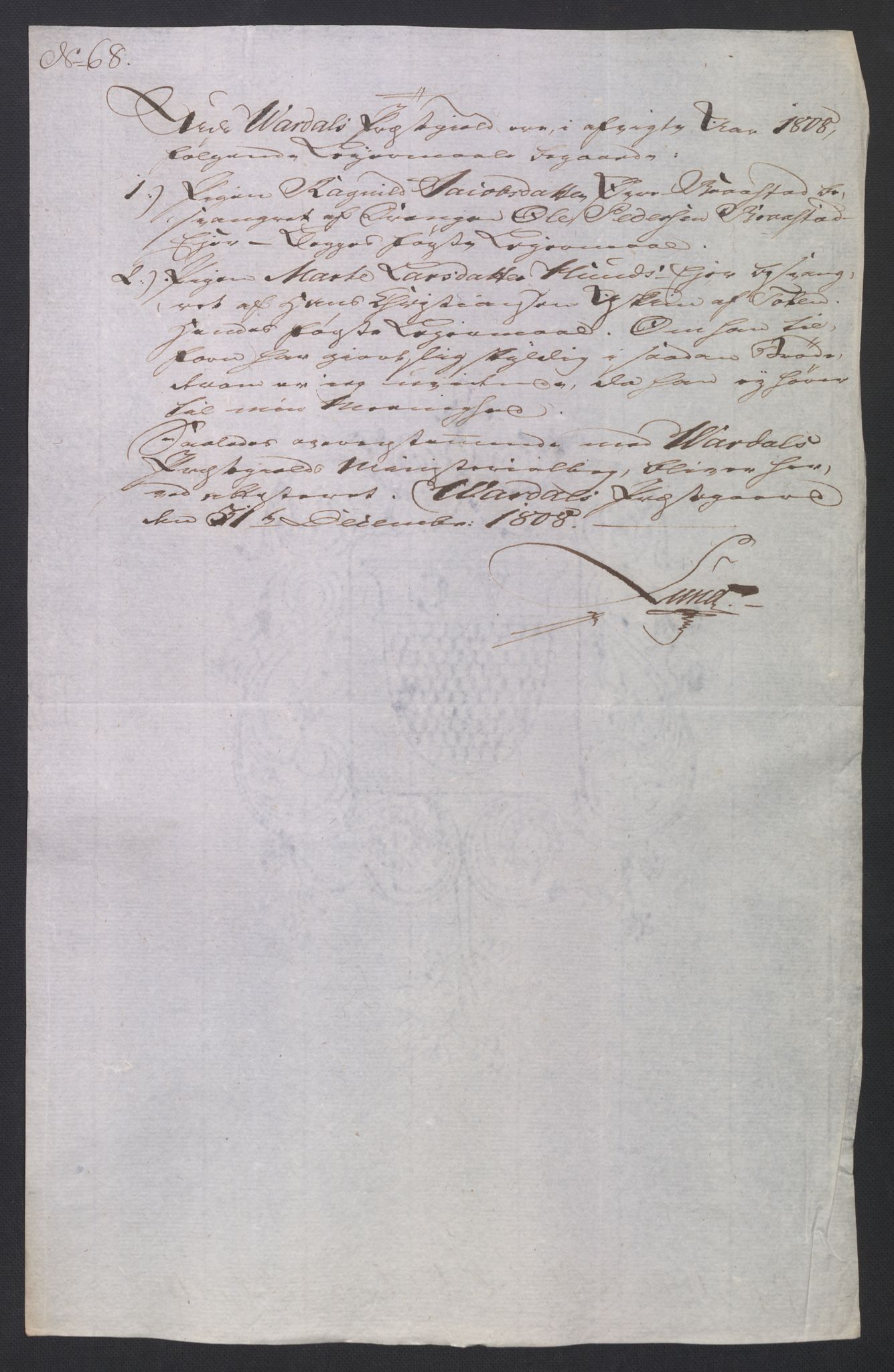 Rentekammeret inntil 1814, Reviderte regnskaper, Fogderegnskap, RA/EA-4092/R19/L1396: Fogderegnskap Toten, Hadeland og Vardal, 1808, p. 275