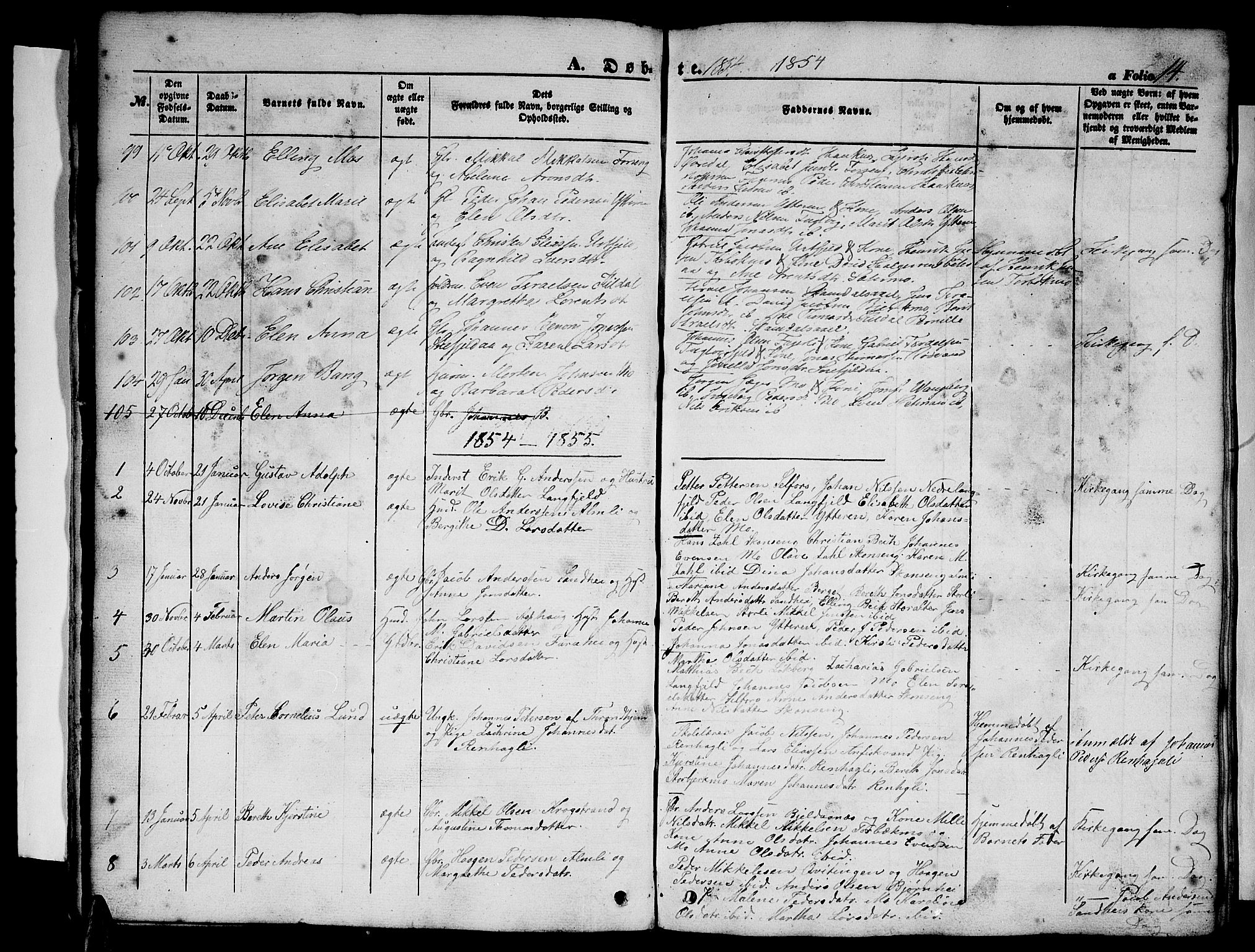 Ministerialprotokoller, klokkerbøker og fødselsregistre - Nordland, SAT/A-1459/827/L0414: Parish register (copy) no. 827C03, 1853-1865, p. 14