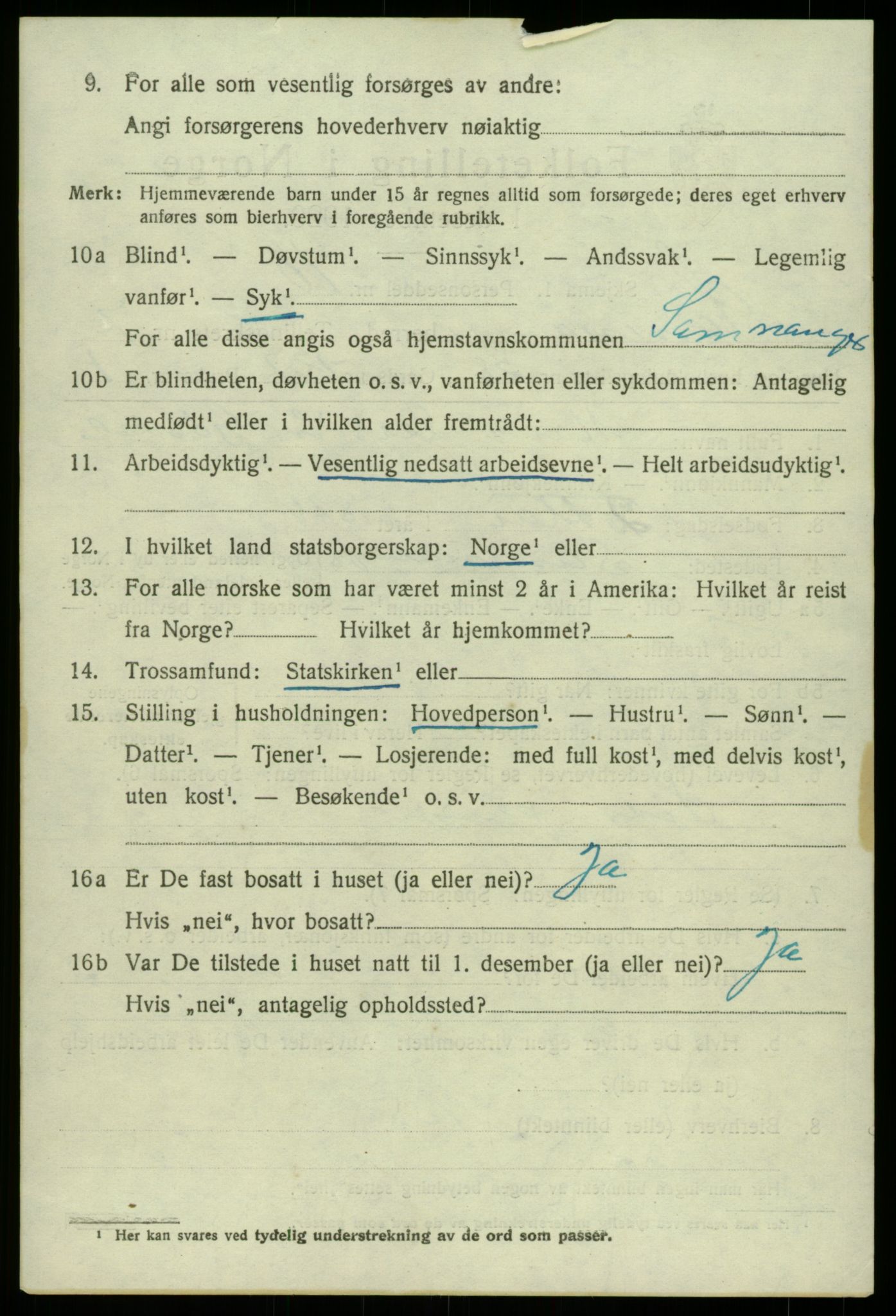 SAB, 1920 census for Samnanger, 1920, p. 3522