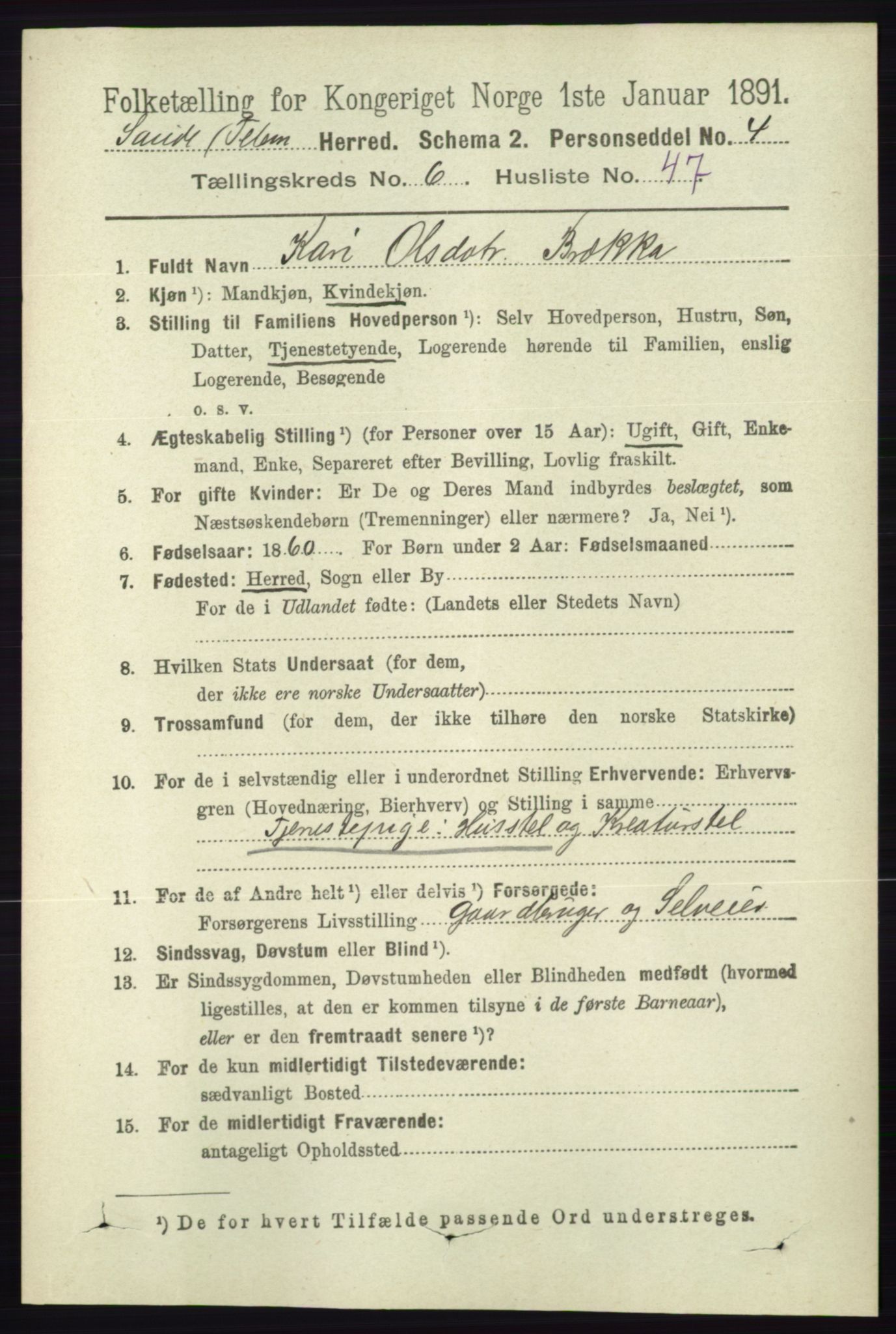 RA, 1891 census for 0822 Sauherad, 1891, p. 1957