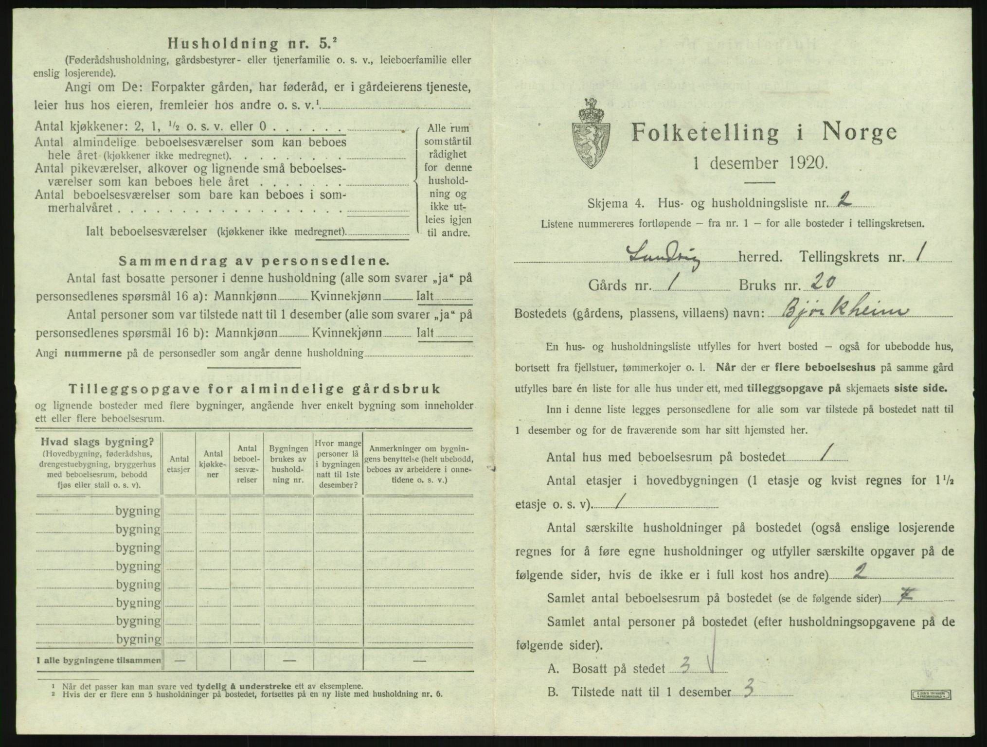 SAK, 1920 census for Landvik, 1920, p. 36