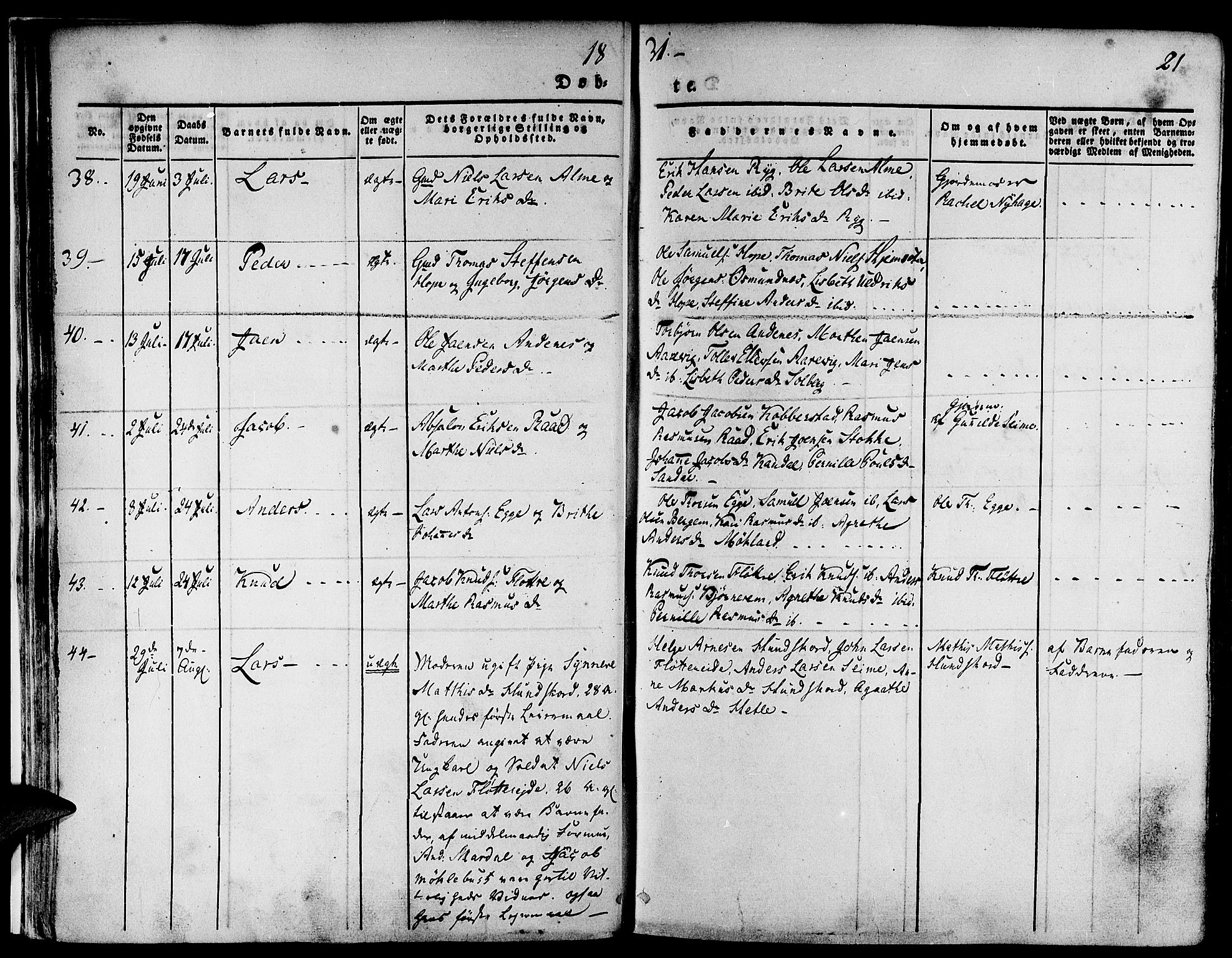 Gloppen sokneprestembete, AV/SAB-A-80101/H/Haa/Haaa/L0007: Parish register (official) no. A 7, 1827-1837, p. 21